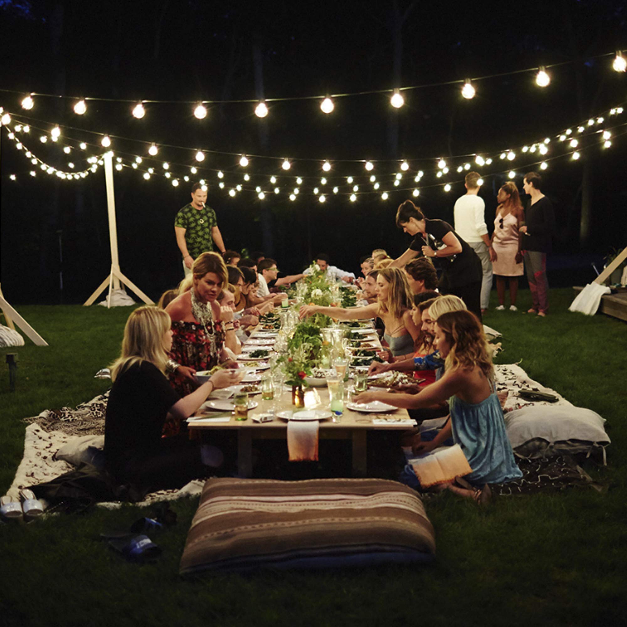 KS Verlichting Außenbeleuchtung Patio 20 Meter Lichterkette inkl. 24 LEDs Warmweiß E27 IP44