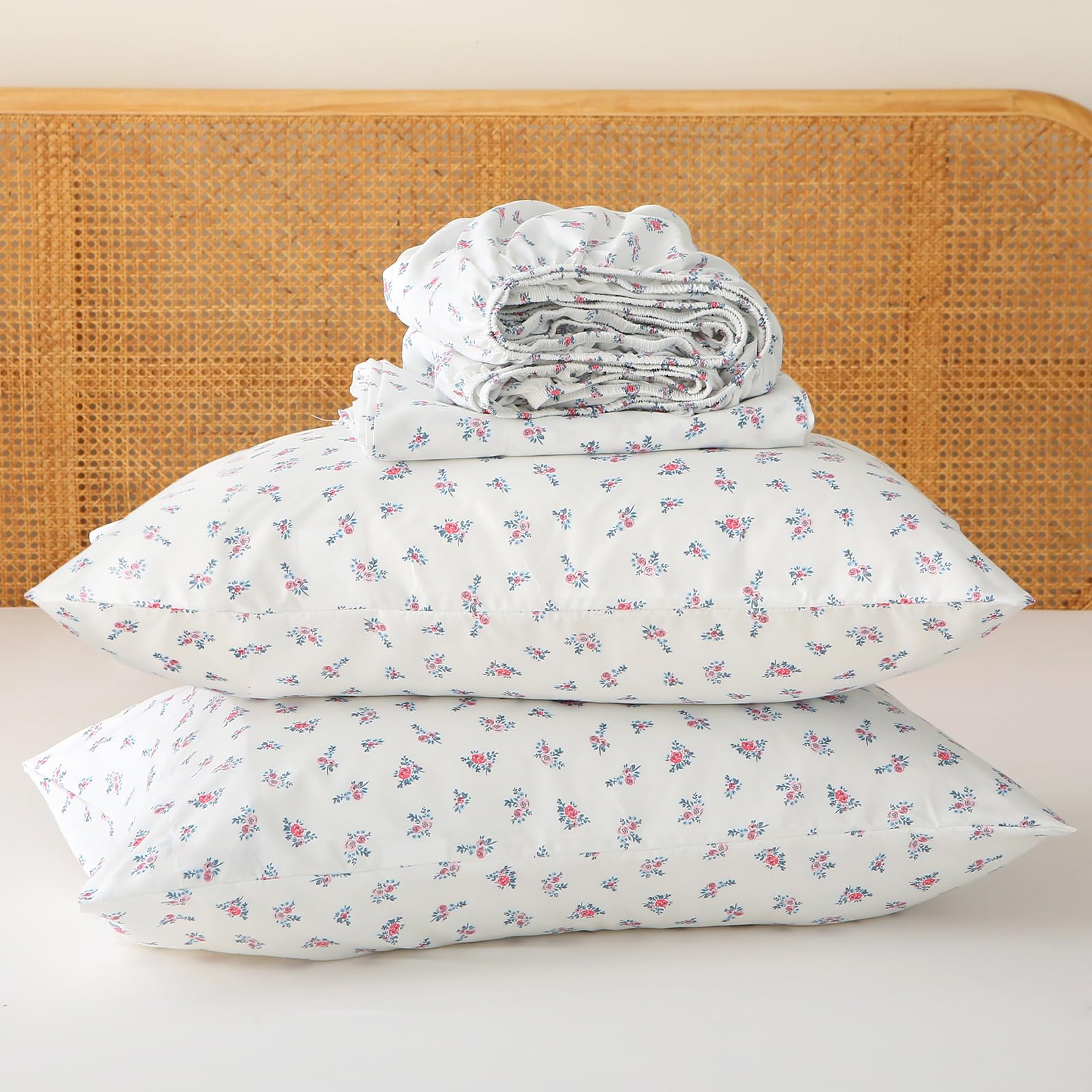 HYPREST Grey Black Sheets King,Deep Pocket Sheets, 1800 Thread Count Pattrn Bed Sheets Soft Breathable Cute Printed Boho Farmhouse Bed Sheets, Oeko-Tex Certificated- Up to 18 Inch: HYPREST Floral Sheets King, Pattern Soft Breathable Farmhouse 4pcs Bed Sheet Sets,18 inches Deep Pocket Sheets