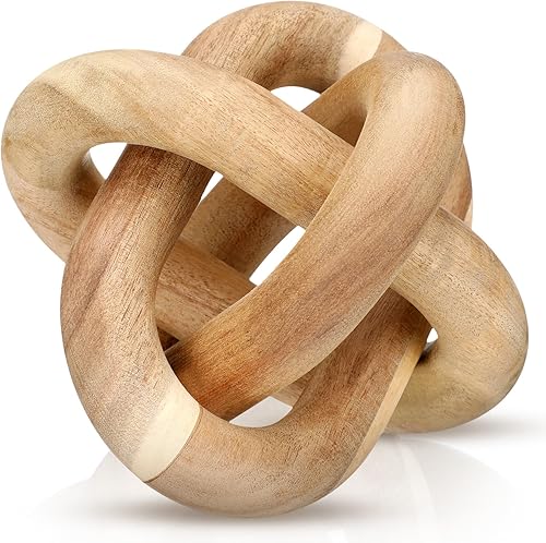 Miniatura 16 de Decoración de Nudo de Madera de 3 Eslabones - Decoración de Mesa de Centro Tallada a Mano, Decoración de Eslabones de Cadena Boho, Estante Moderno,