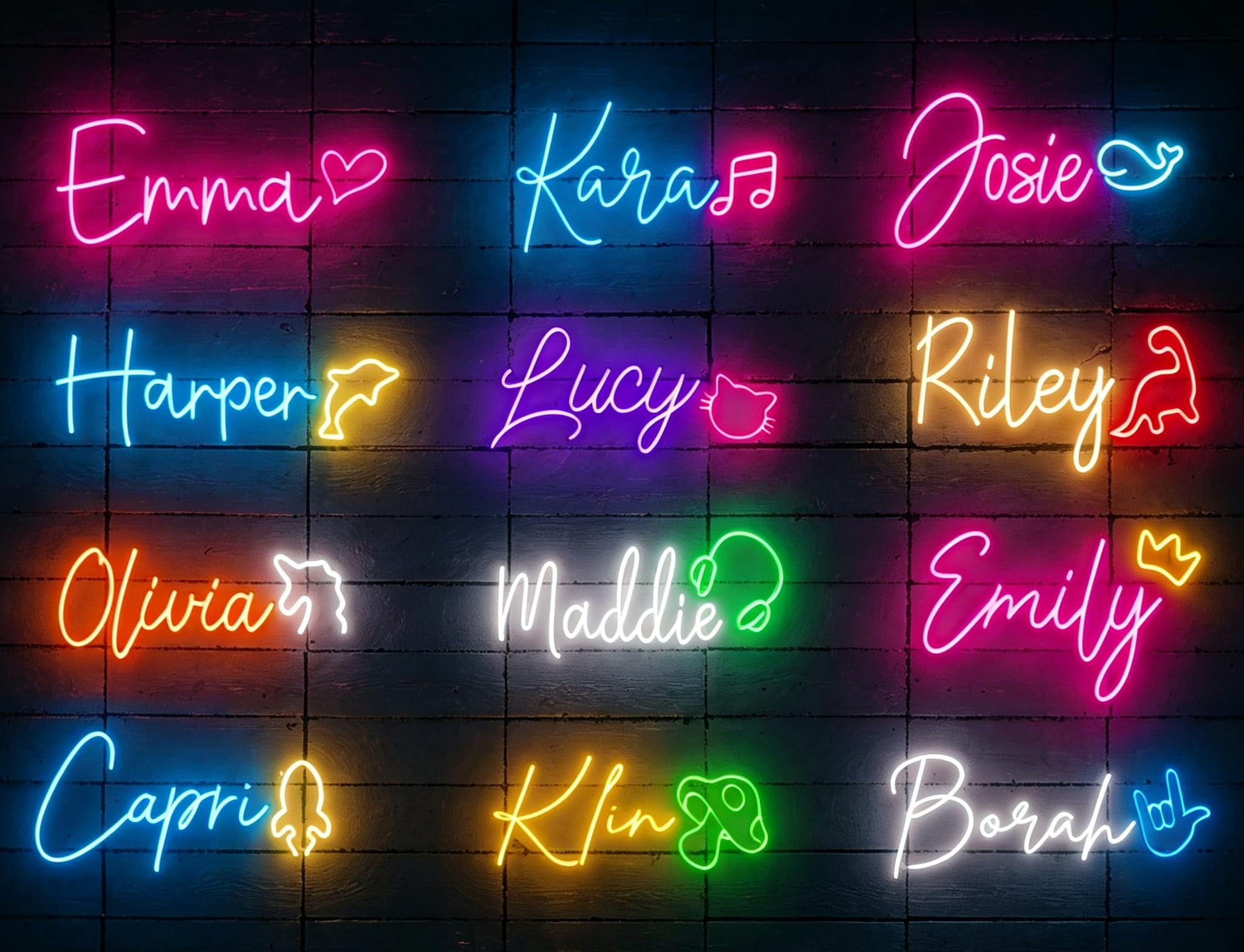 Modern Minimalist Custom Neon Sign - Thin Line Personalized LED Name Light with Animal Music Icons - Acrylic Wall Decor for Dorm Studio Home Office โ image 1