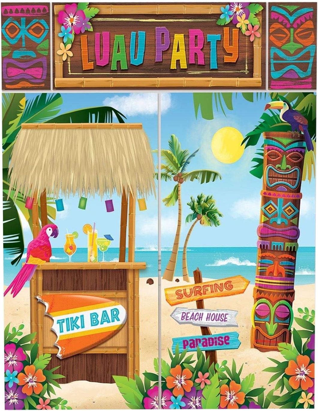 Fancy Dress VIP 6ft Giant Hawaiian Luau Tiki Beach Party Photo Scene Setter Wall Decoration