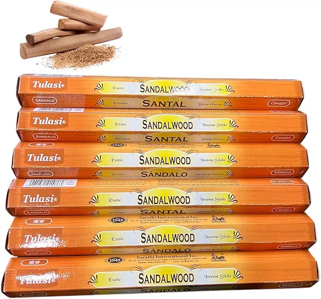 Incienso Tulasi Sándalo - Caja Display 6x20 Varitas (120 Unidades)