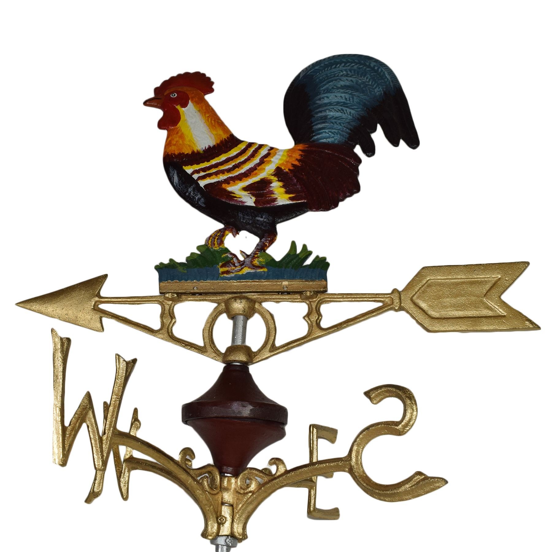 AB Tools Cockerel Chicken Hen Weather Vane Vain Ridge Mount Gold House Roof Castiron