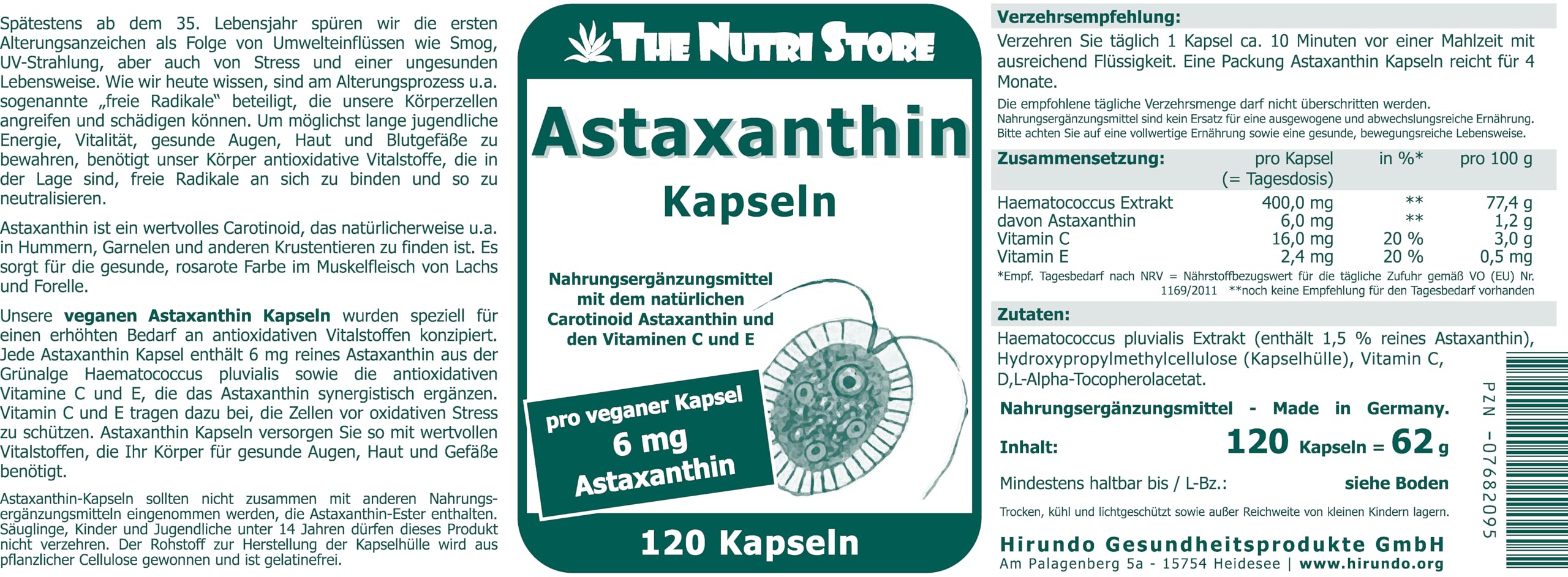 Astaxanthin 6 mg vegane Kapseln 120 Stk.