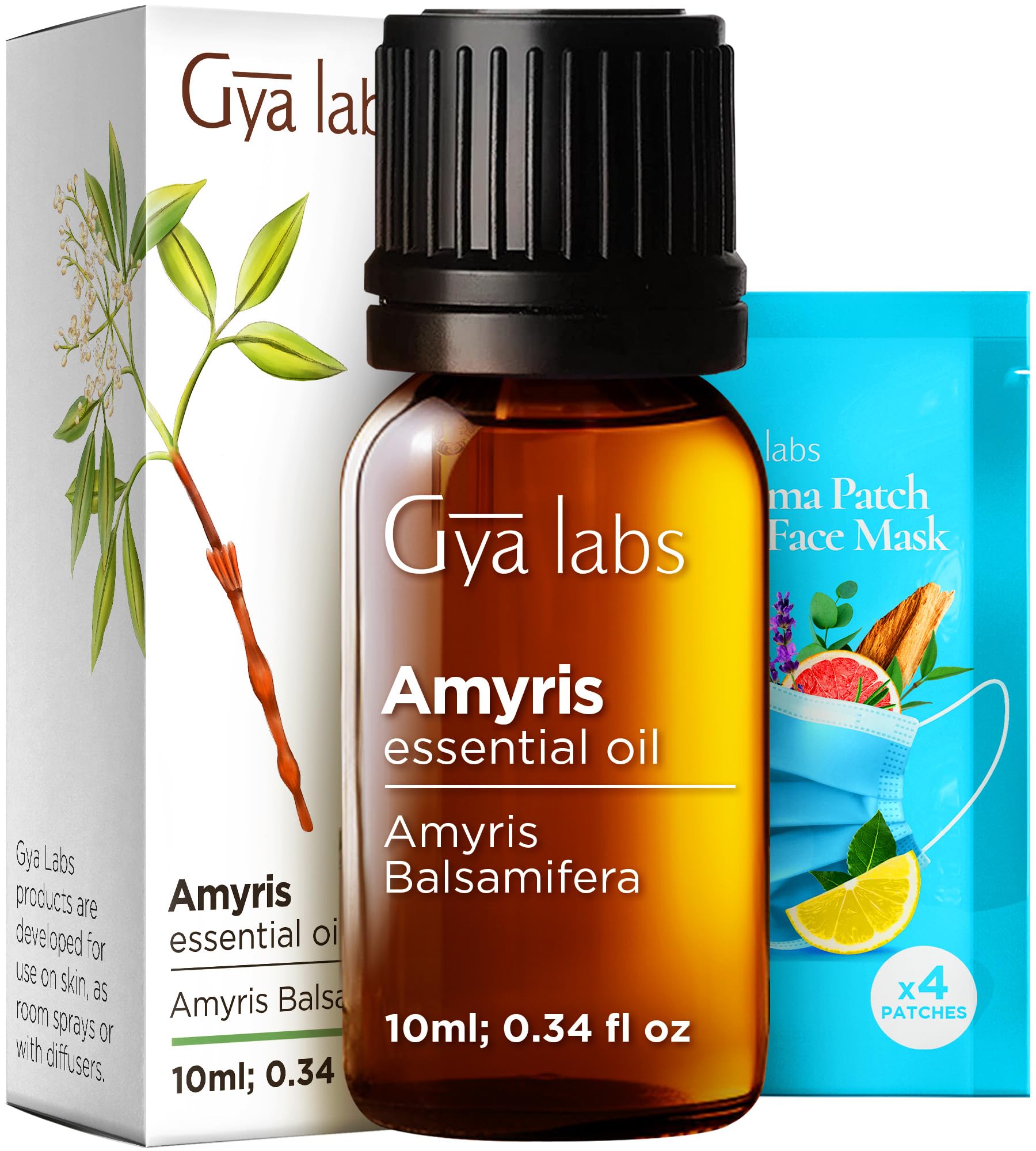 Gya Labs Amyris Essential Oil - 0.34 Fl Oz - for Hair, Skin, Diffuser, Aromatherapy & DIY Candle Making Scent