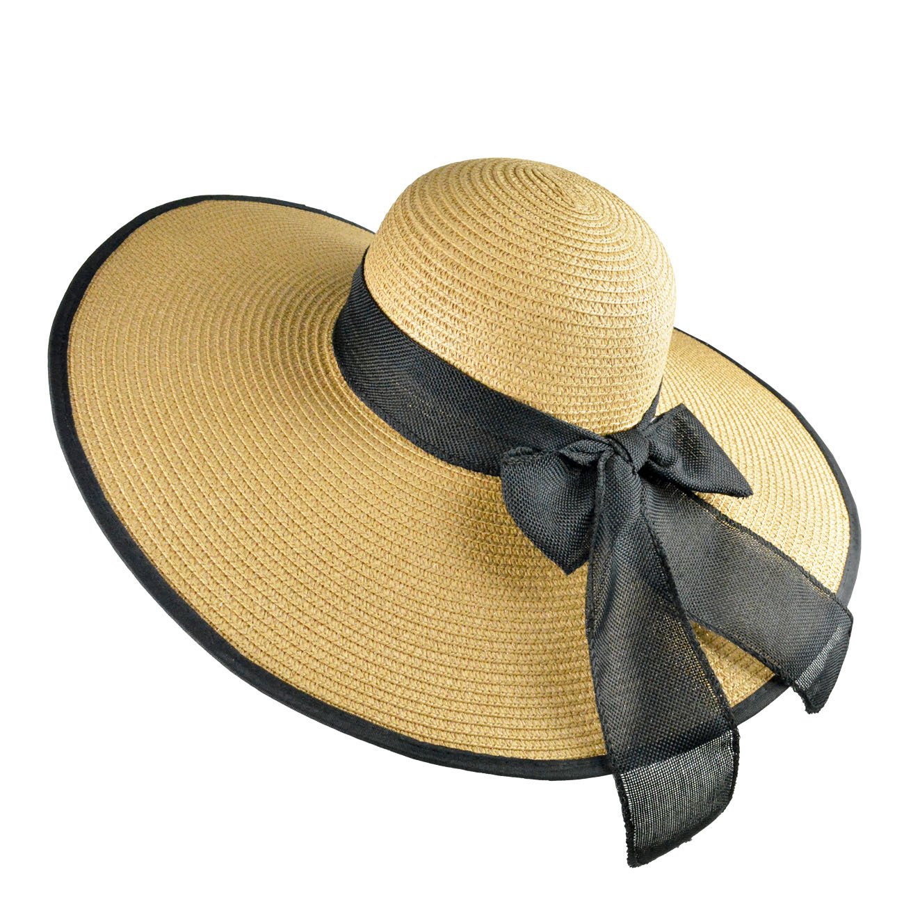Dreshow Women's Khaki Wide Brim Straw Hat Floppy Foldable Roll Up Cap Beach Sun Hat Upf 50+