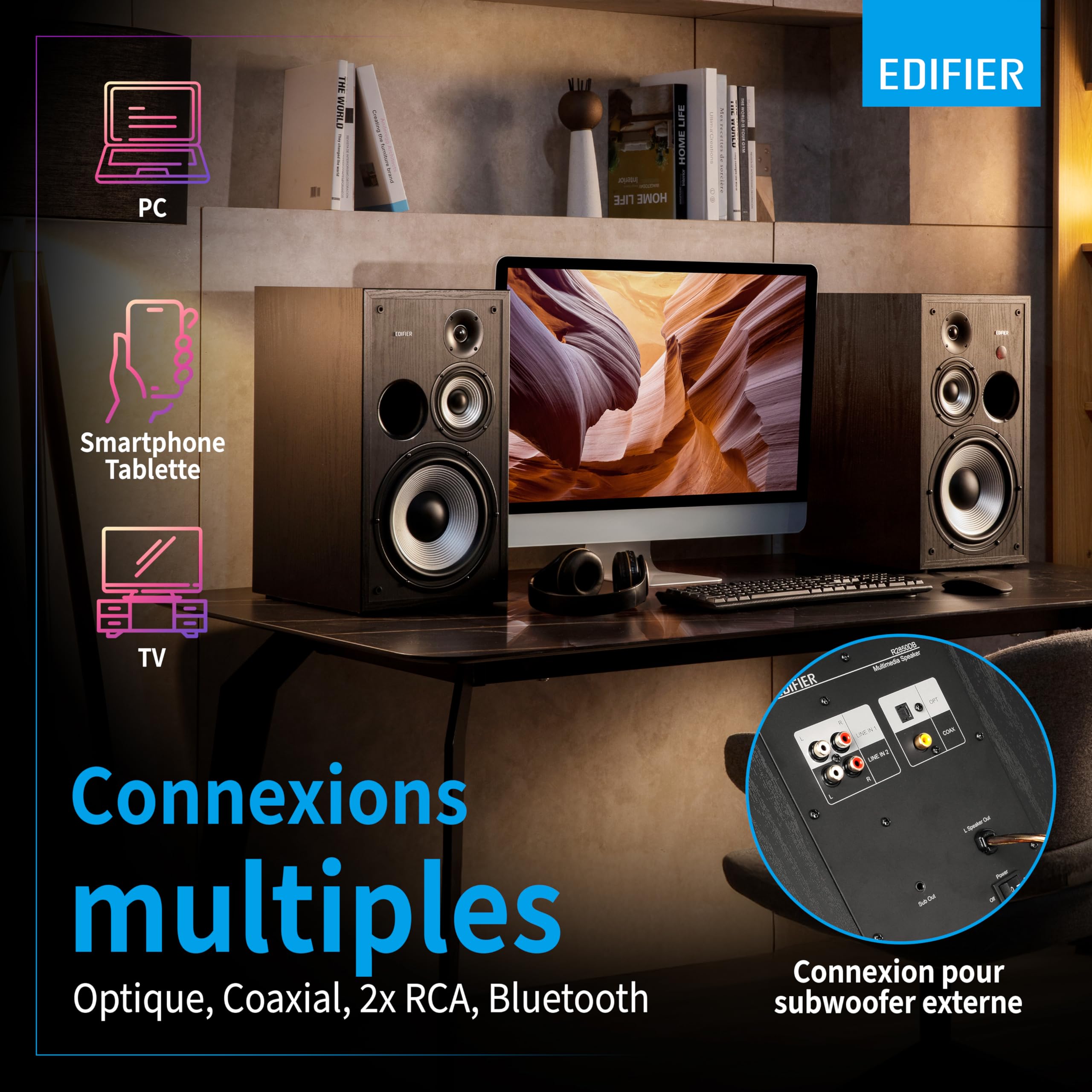 Edifier Studio R2850DB Système d'enceintes Bluetooth (150 Watt) avec télécommande Infrarouge et entrées numériques, Noir