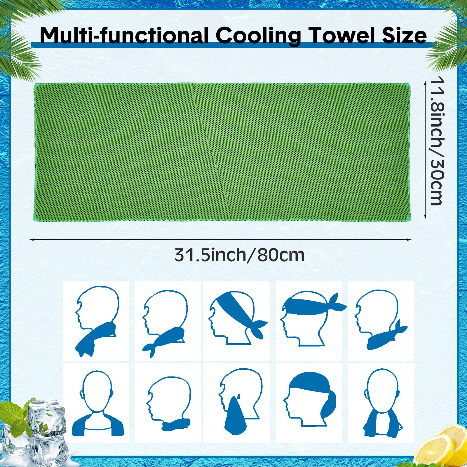 Asciugamano rinfrescante in Confezione Multipla da 32 x 12 Pollici,Morbido e rinfrescante,Ideale per Sport,Yoga,Atleti,Palestra,Allenamento,Campeggio,Fitness e Corsa.