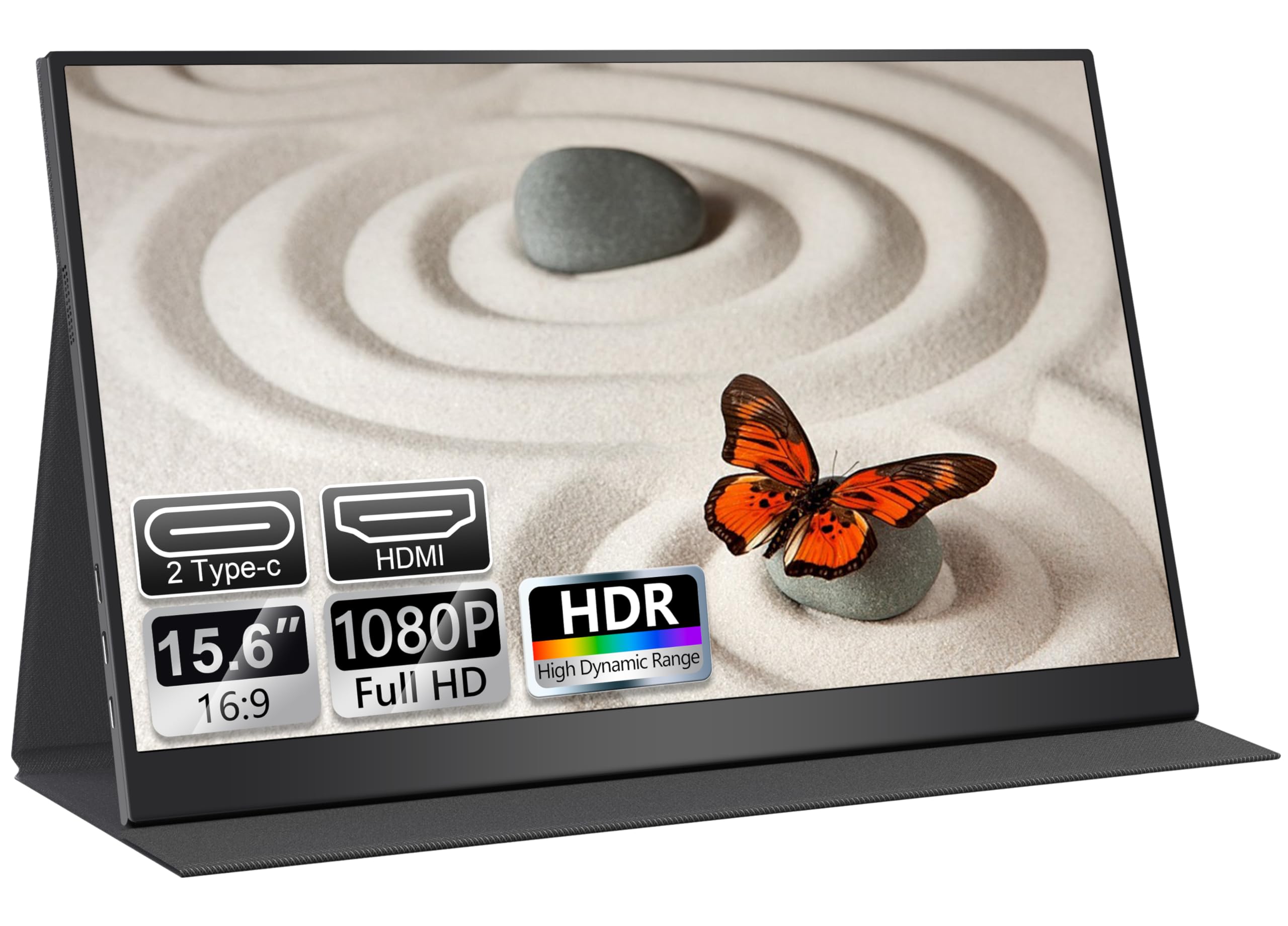 UFYQL 15.6 inch Full HD IPS 1080P Matte Portable Screen Ultra Light Compatible with Laptop/PC/Macbook/Phone/Xbox/PS4/PS5/TV, HDMI/USB-C Ports, Protective Case & VESA Mount