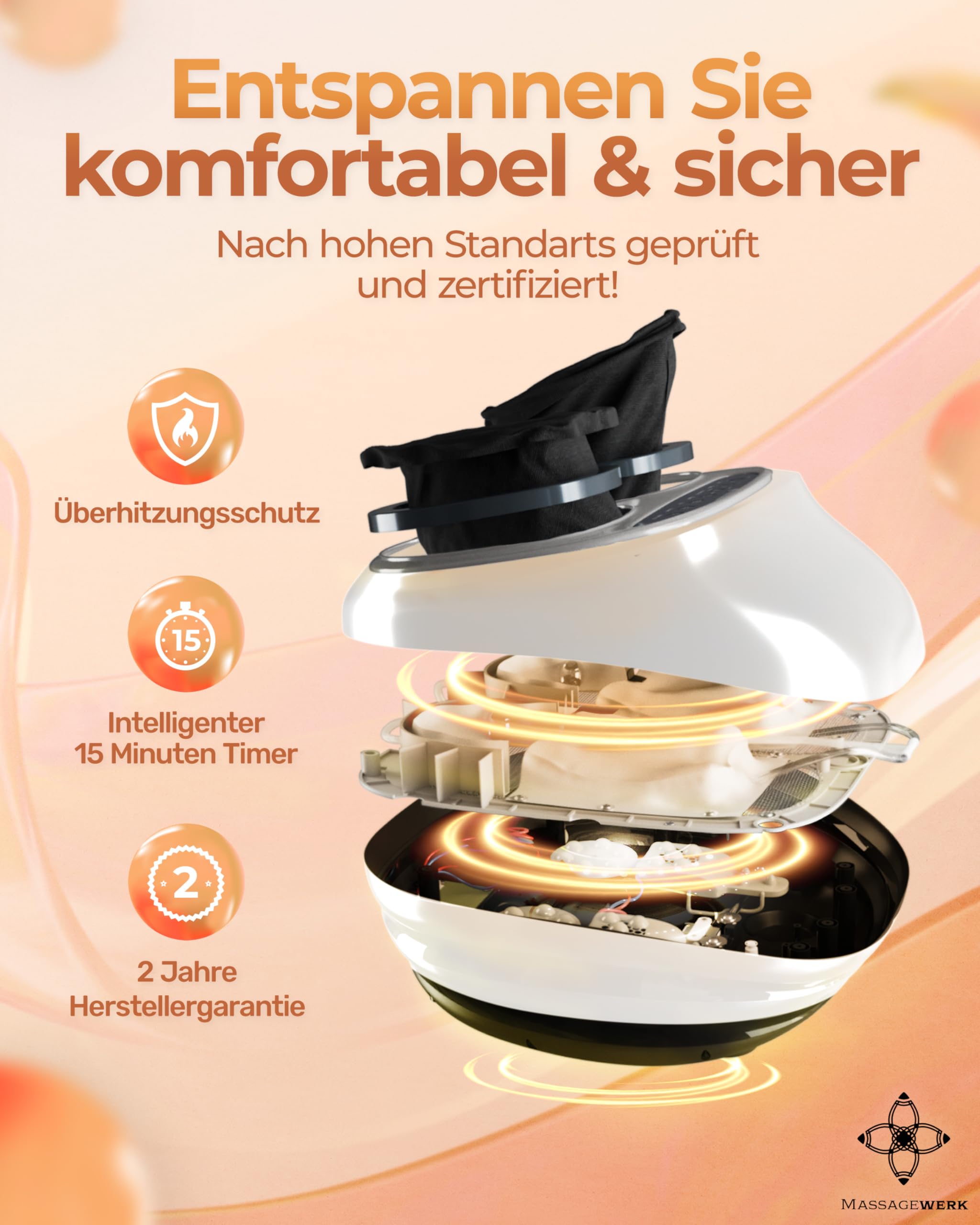 Premium Fußmassagegerät Elektrisch | EMS Fußmassagegerät mit Shiatsu, Vibration und Heizfunktion Verbesserte Durchblutung, Schmerzlinderung bei Fersensporn und Neuropathie | bis Größe 45