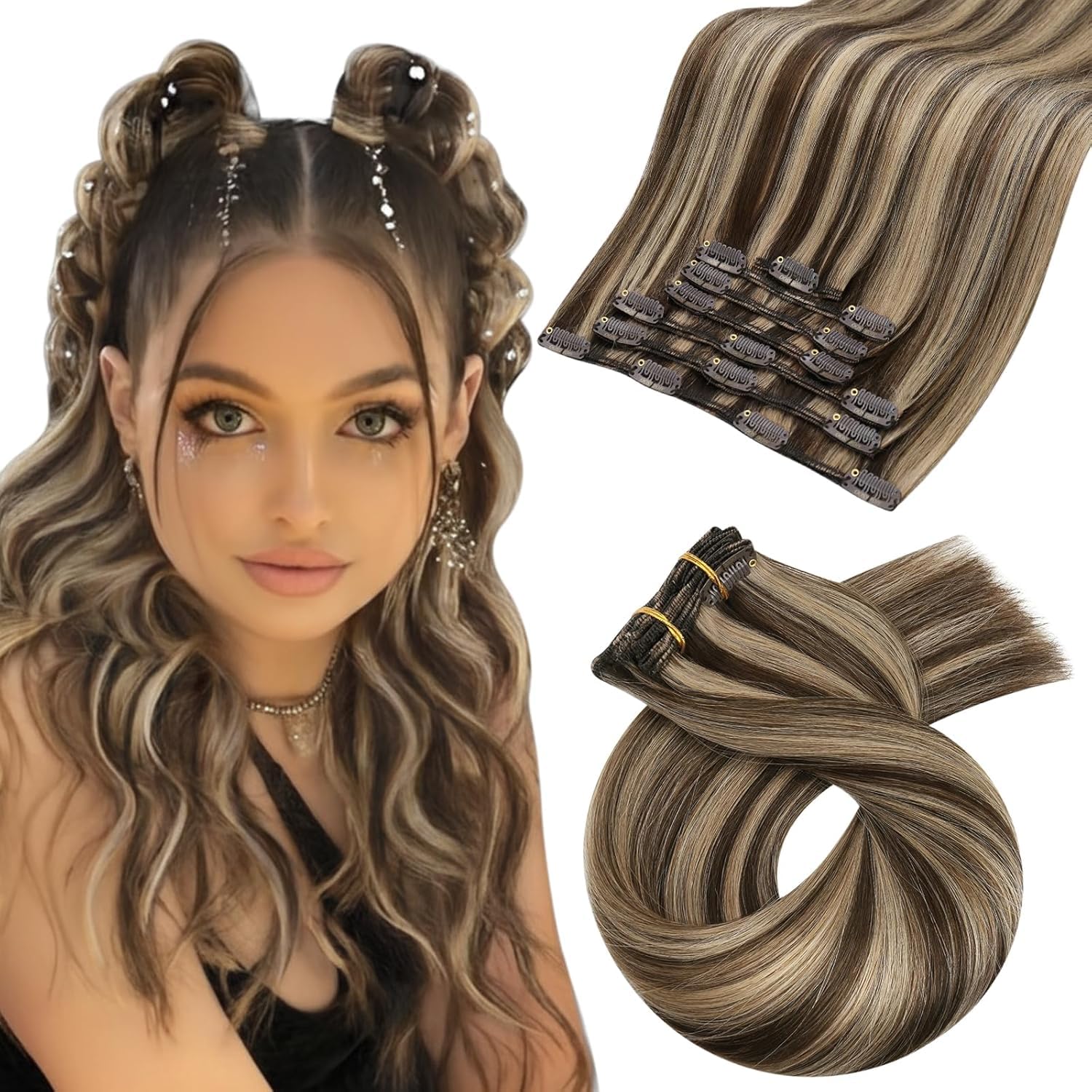 Moresoo Clip in Extensions Echthaar Haarverlängerung Echthaar Extensions Clip