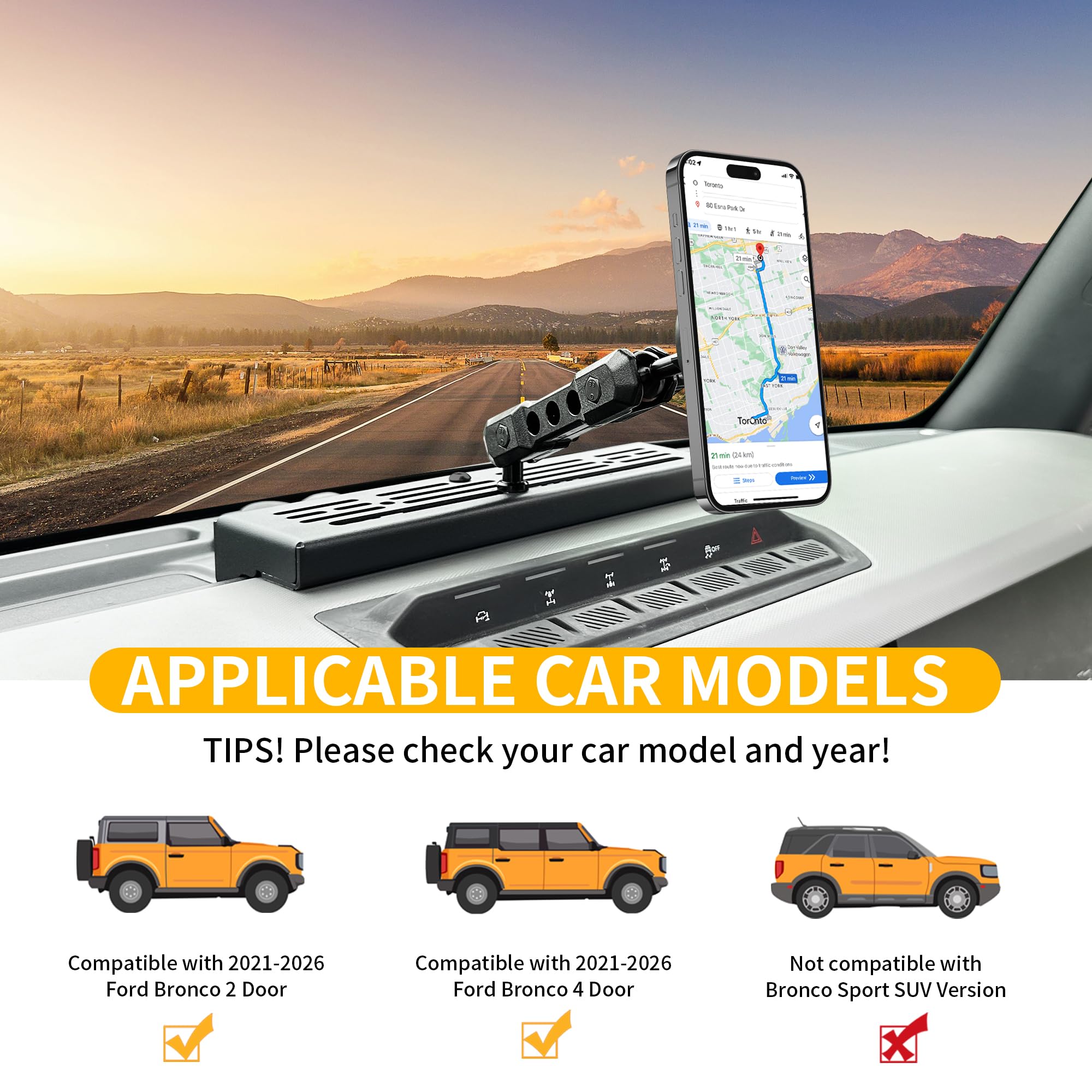 Supporto magnetico per telefono per accessori Ford Bronco 2/4 porte