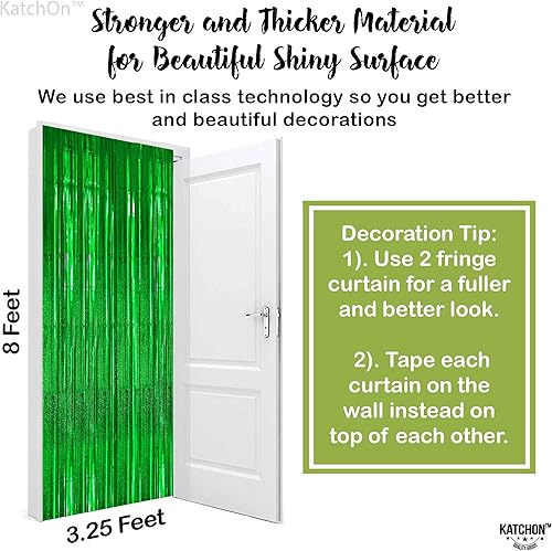 Miniatura 7 de KatchOn, Centros de mesa de cactus para decoraciones de fiesta de cactus, paquete de 6, cortinas de flecos de papel de aluminio verde iridiscente,