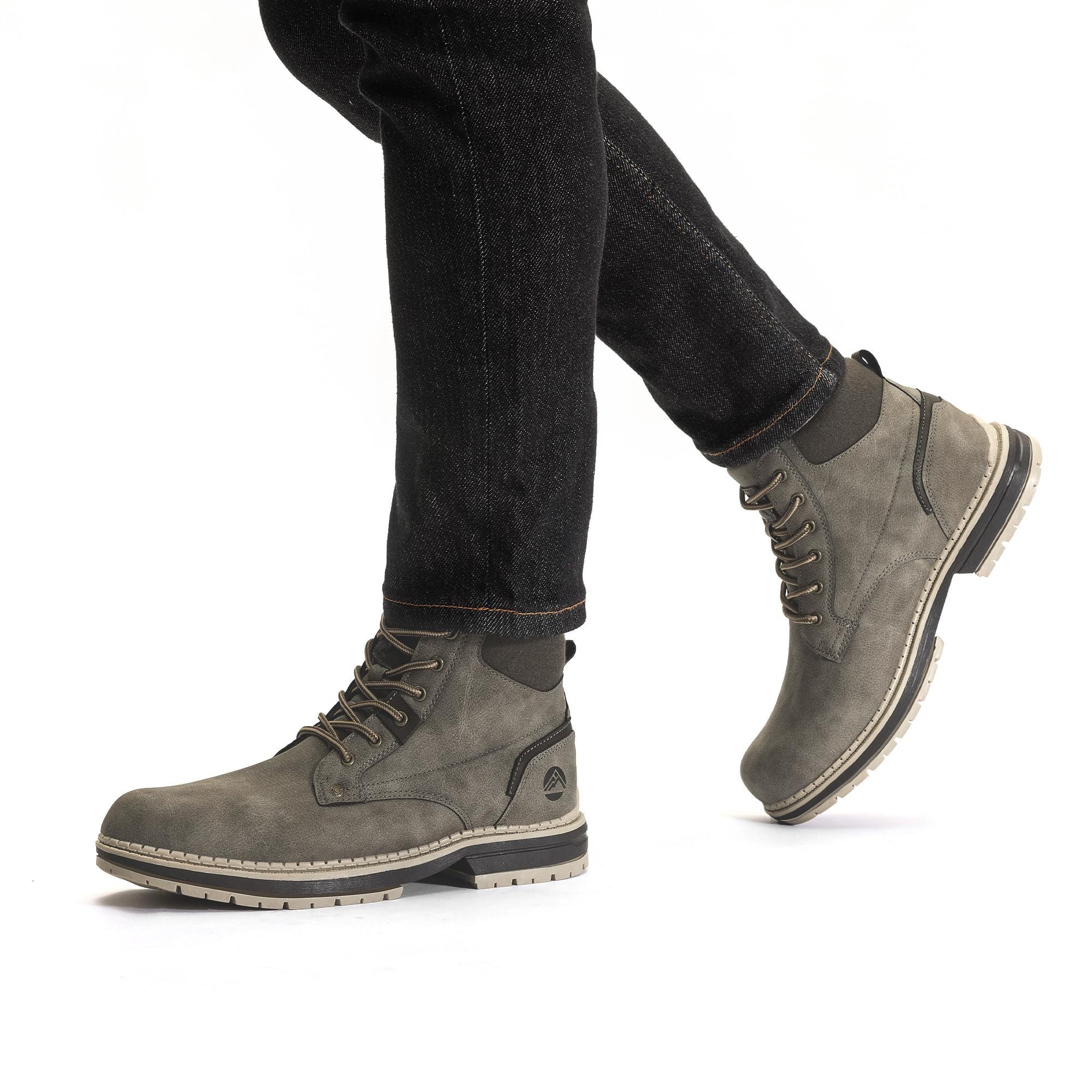 CC-Los Herren Wanderstiefel Casual Chukka-Stiefel Wasserabweisende Arbeitsstiefel Knöchelhohe Stiefel für Herren Grau, 42 EU