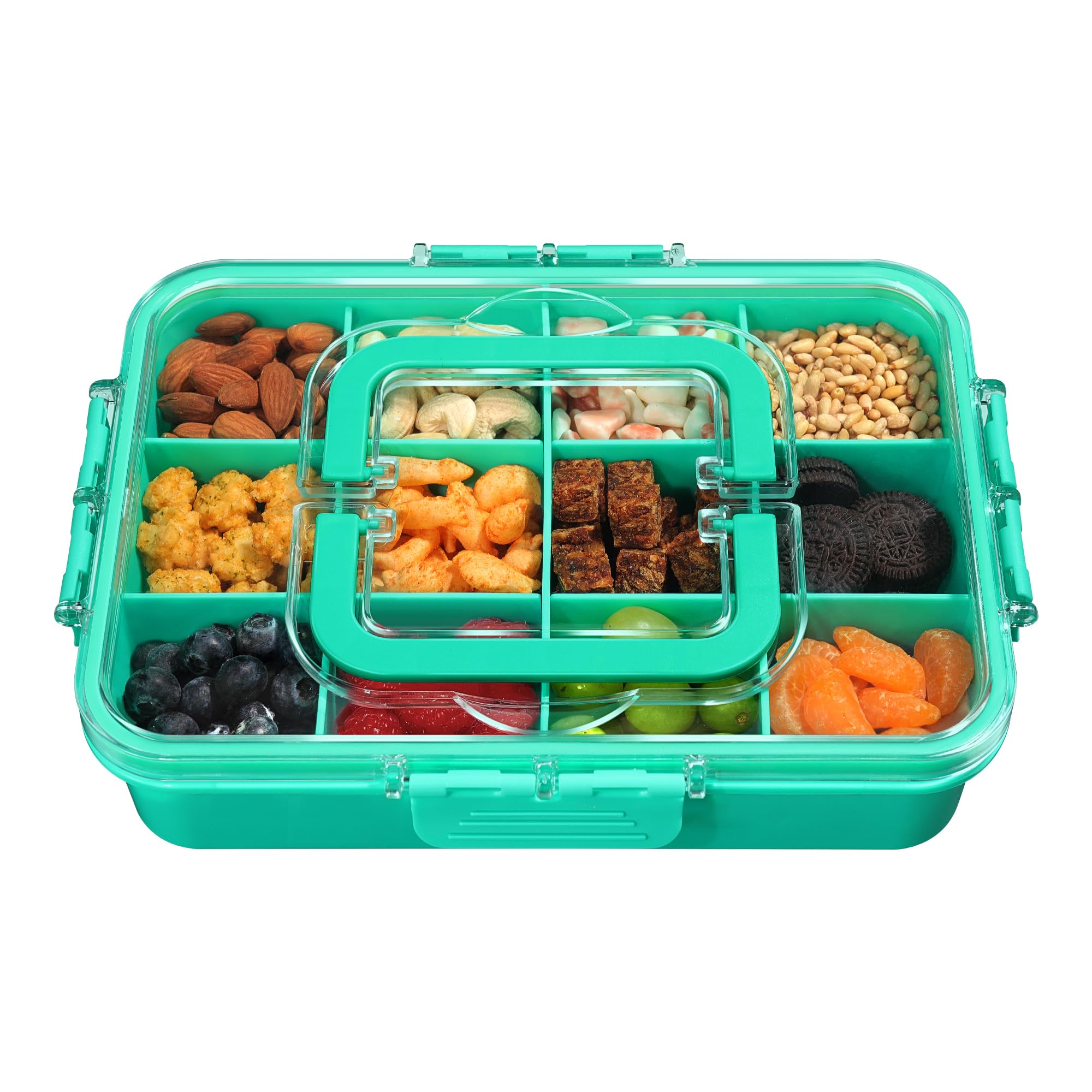 Xyptorix Snack Box Container for Kids - Adjustable 12-Compartment Snack Containers, Reusable Bento Box, Dishwasher Safe, BPA-Free, Perfect for School,