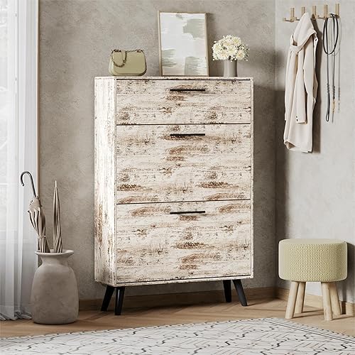 MU Armario de zapatos para entrada, organizador de zapatos con 2 cajones abatibles, armario oculto para zapatos, zapatero delgado cerrado, color