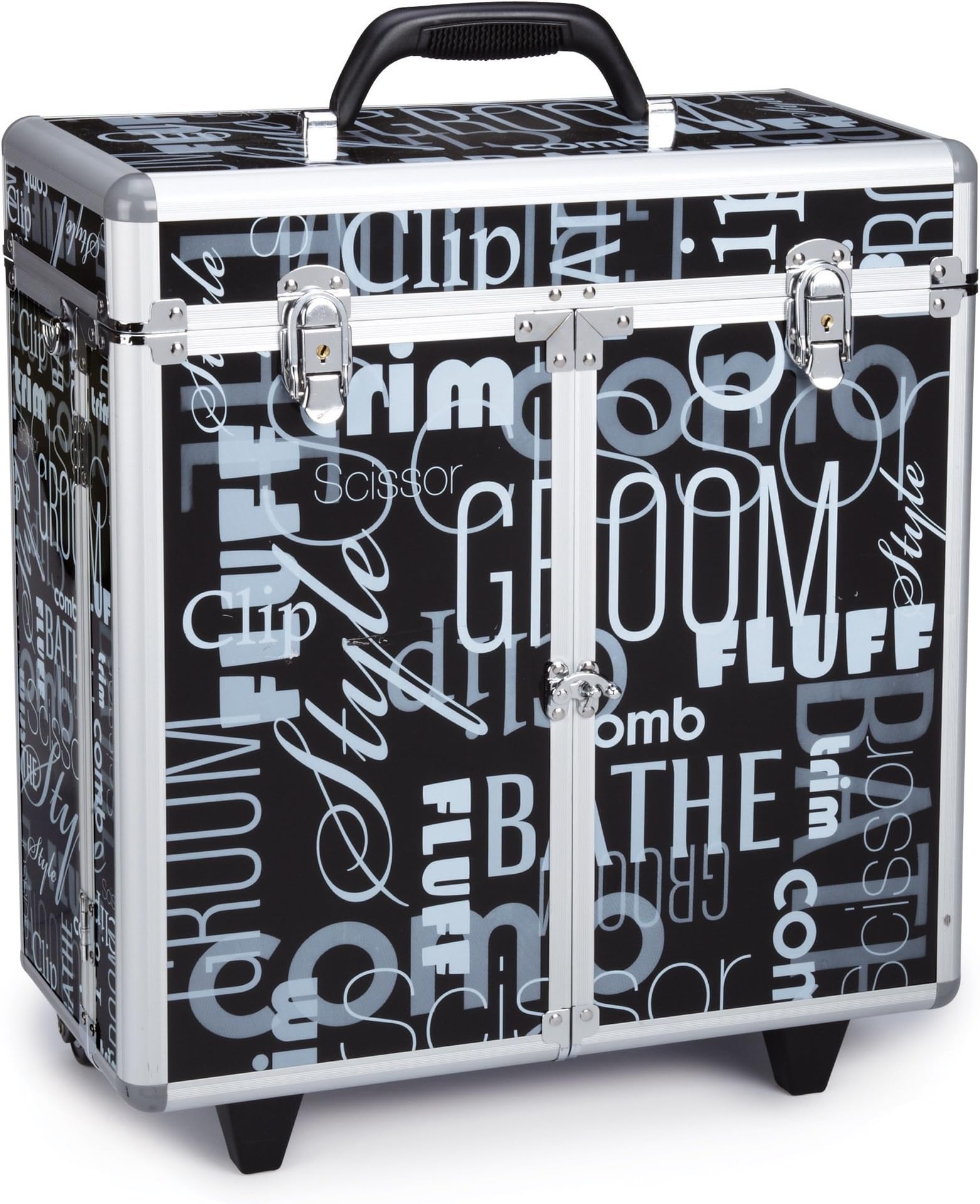 Top Performance Grooming Tool Cases with Wheels - Durable and Versatile Aluminum Cases Designed for the Storage of Grooming Tools and Supplies for the Professional Pet Groomer, Graffiti Black