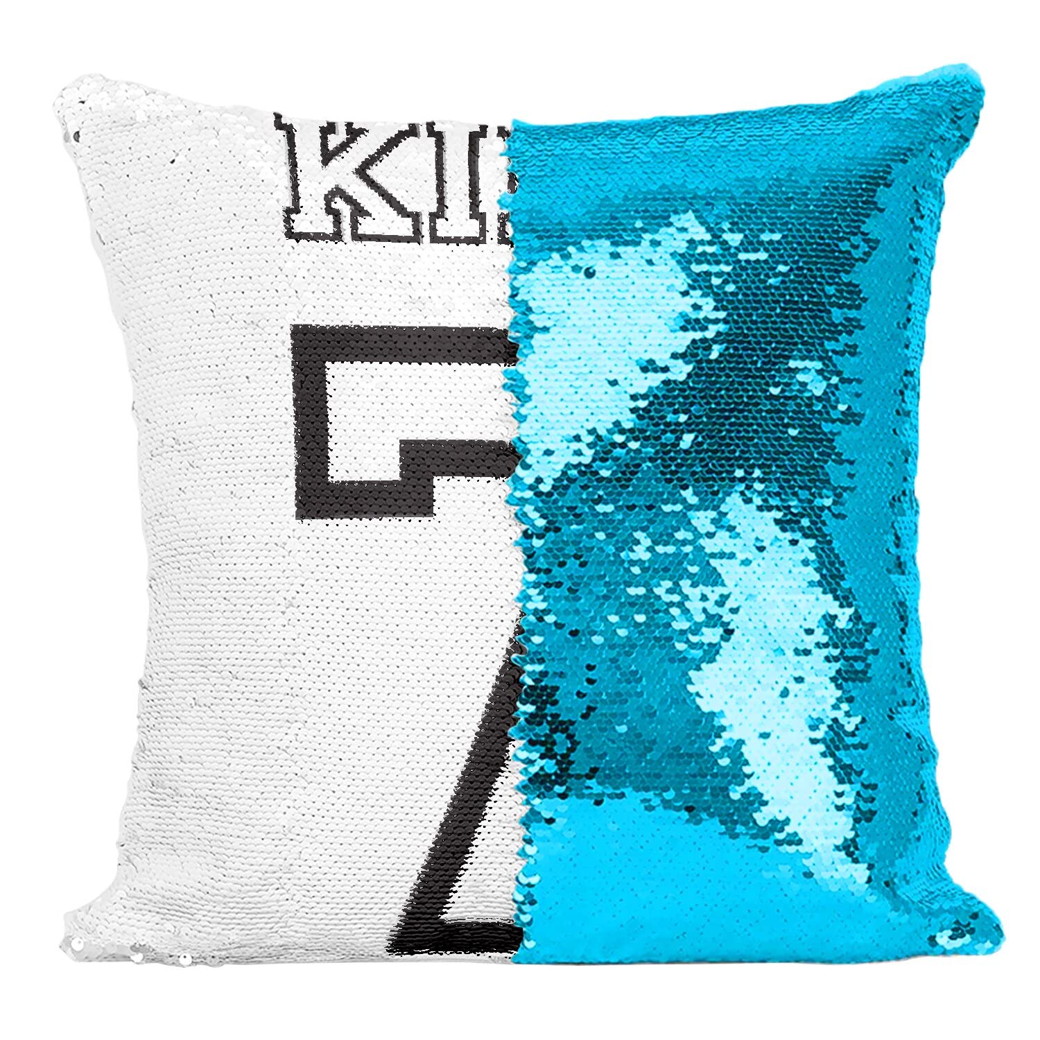 Coussin Paillettes Turquoise Maillot Numéro 7 Cadeau Anniversaire Fan Basket Foot