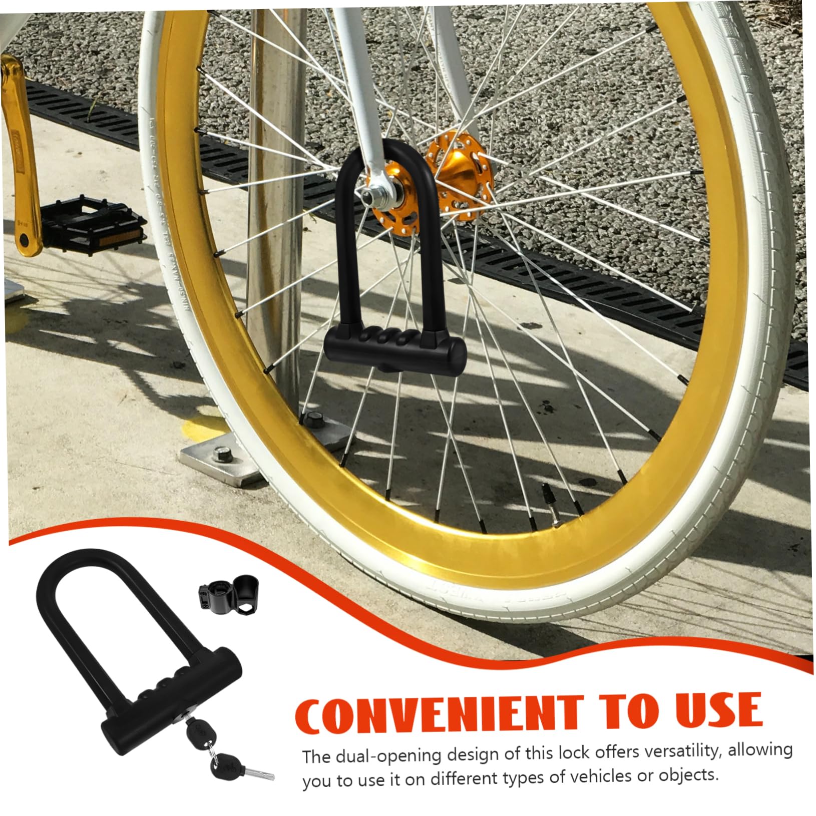 Mipcase Lucchetto u Per Bicicletta in Ferro e Silicone Lucchetto u Per Veicoli a Due Ruote Chiave Resistente Per Biciclette e Oggetti Anti-taglio Per Ciclismo