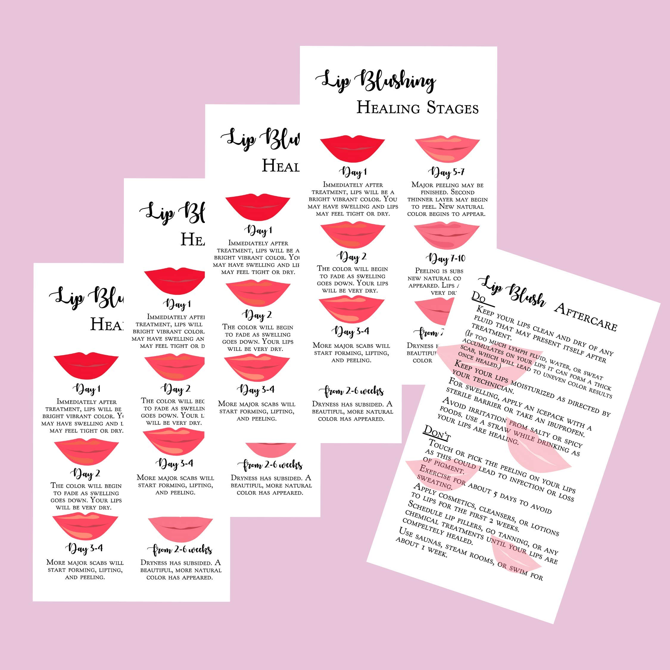 Buy Lip Blush Stages of Healing & Aftercare Instructions Cards