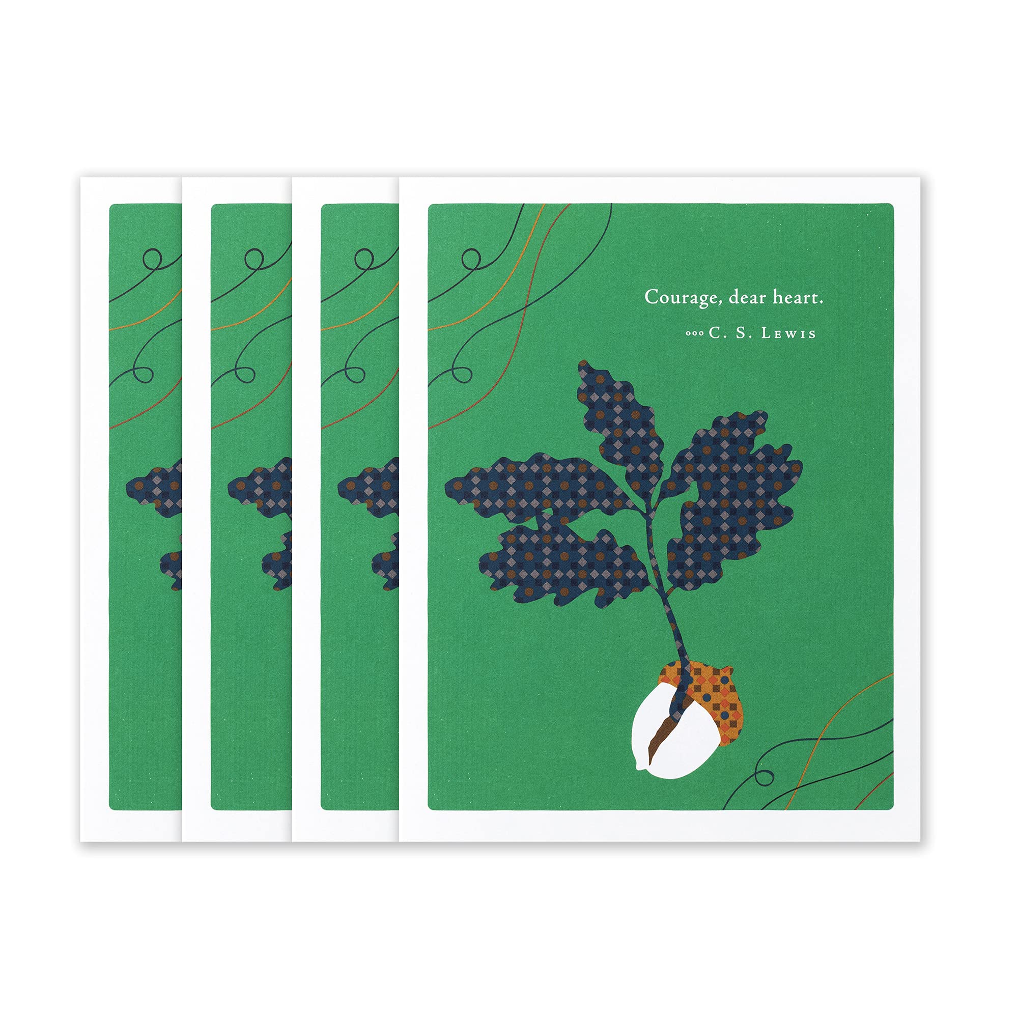 Compendium Positively Green 4-Pack of Encouragement Cards – Courage dear, heart (Four Cards Total, One Design, with Envelopes) — image 1