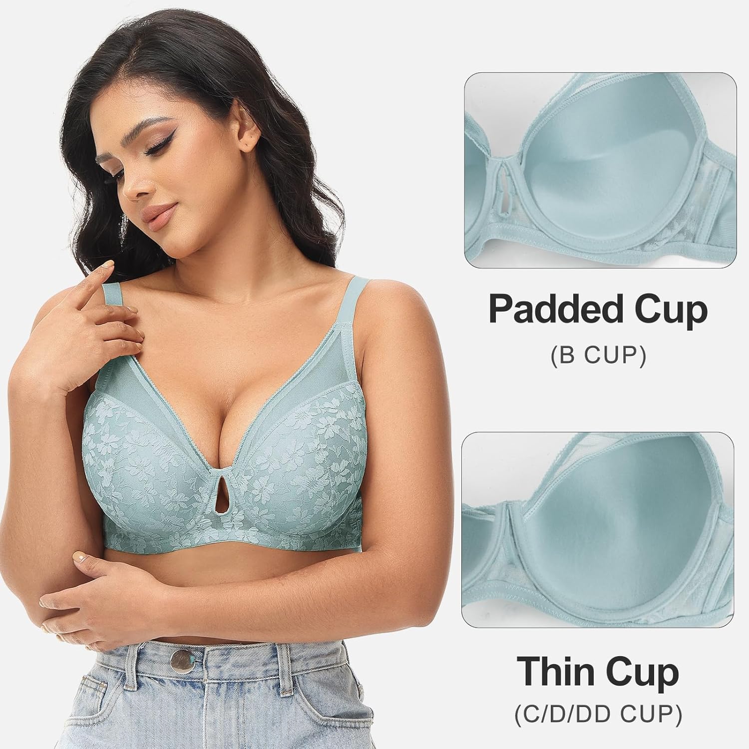 FallSweet Lace Push Up Bras for Women Underwire Padded Add one Cup Bra in Lace Sexy Brassiere - Image 4