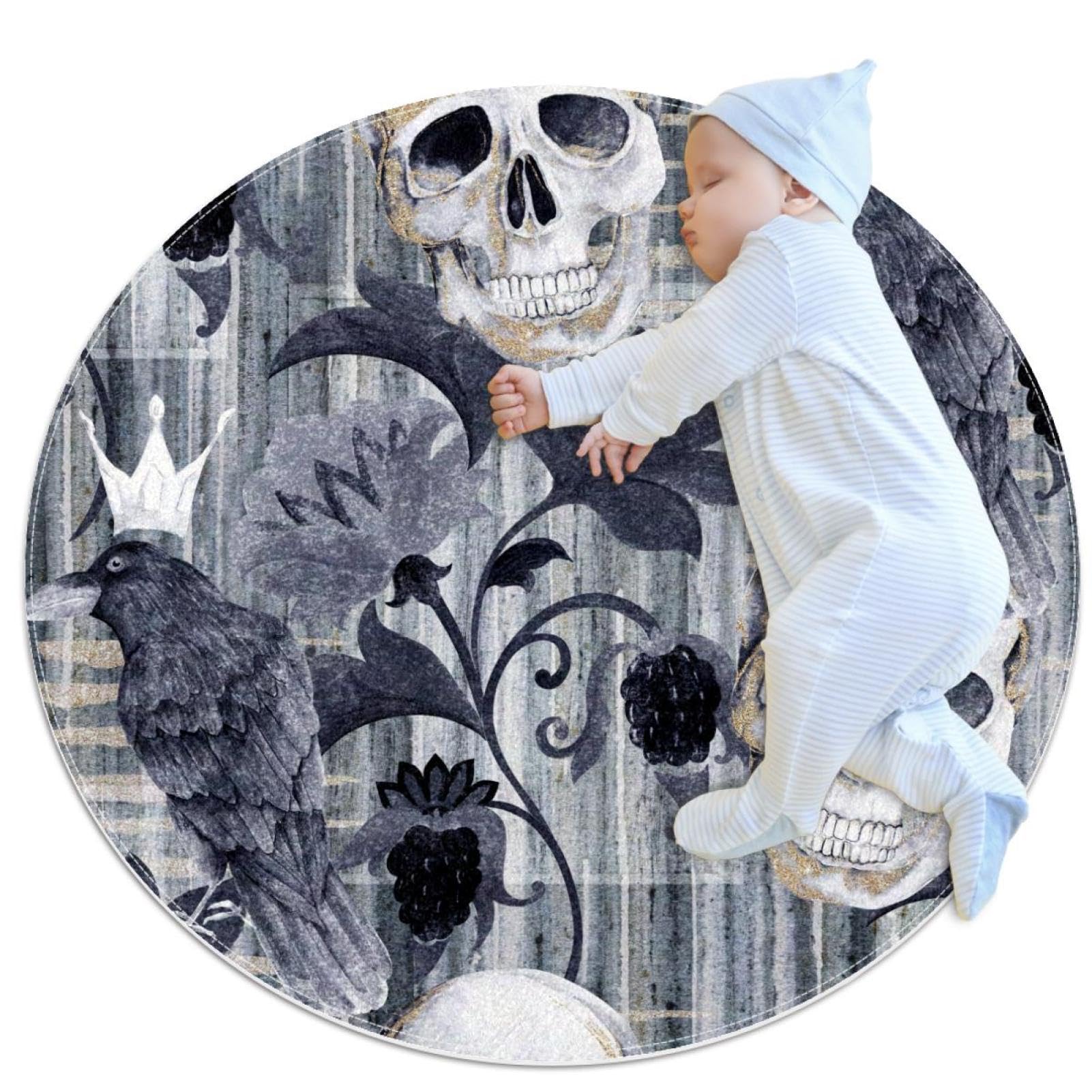 Tapis de salle de bain gothique rond de 1m antidérapant pour chambre et canapé