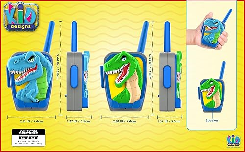 Miniatura 6 de eKids Walkie Talkies de juguete de dinosaurio para niños, juguetes libres de estática para interiores y exteriores para niños, diseñados para niños