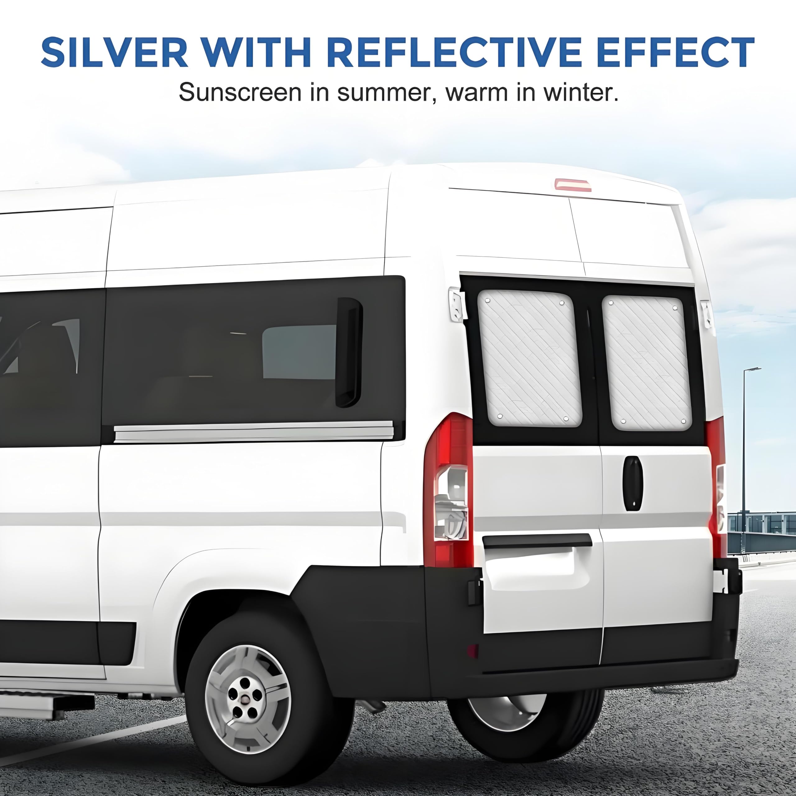 Parasol Ventanas Traseras Coche Compatibles con Fiat Ducato 2006-2025, Parasoles Térmicos Internos, Parasoles para La Ventana Trasera de Dos Puertas