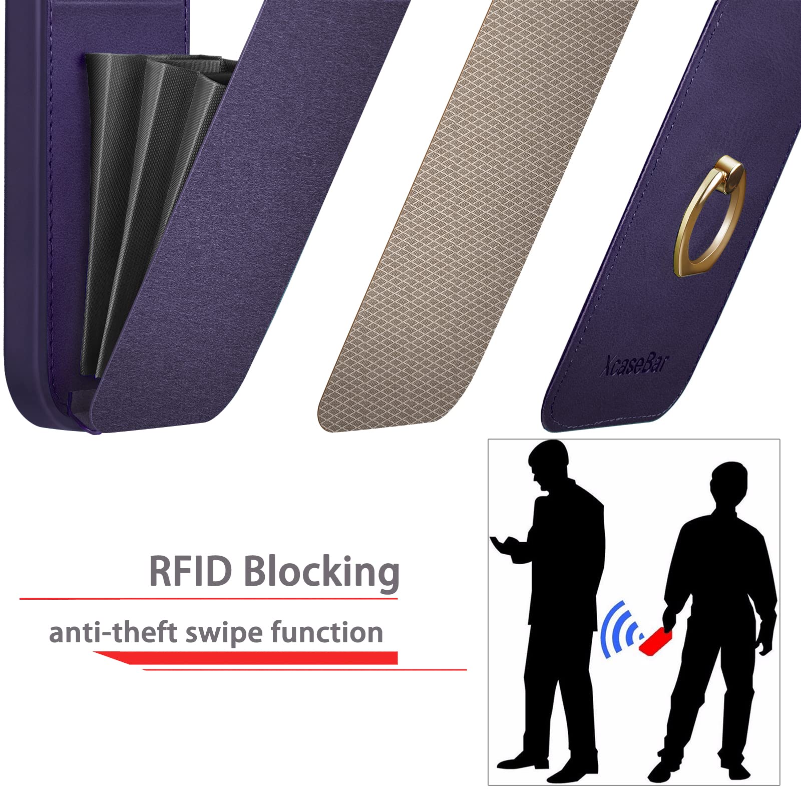 XcaseBar Schutzhülle Für IPhone 14 Pro (6,1 Zoll) – Mit RFID-Schutz, 9 Kartenfächern, Reißverschluss & Handschlaufe – Stoßfestes PU-Leder In Blau