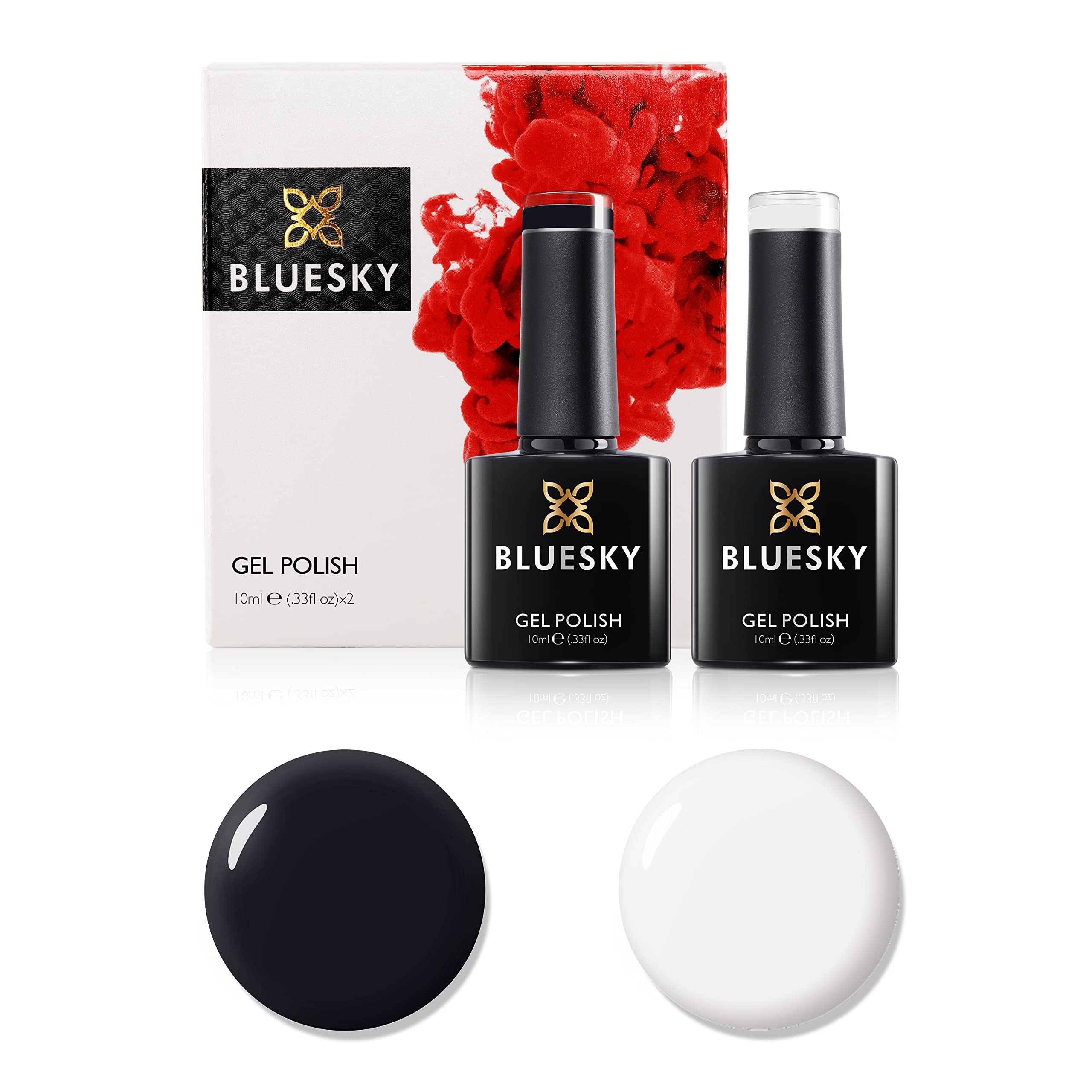 Bluesky Gel Nail Polish Set, 9th Anniversary Set 3, 2 x 10ml, 80501 Cream Puff, A021 Jet Black, White (Requires Curing Under UV LED Lamp)