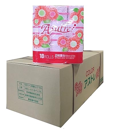 Amazon トイレットペーパー ダブル カラーアストレ 大容量108ロール 27 5m 18r 6個 1箱 河村製紙 トイレットペーパー