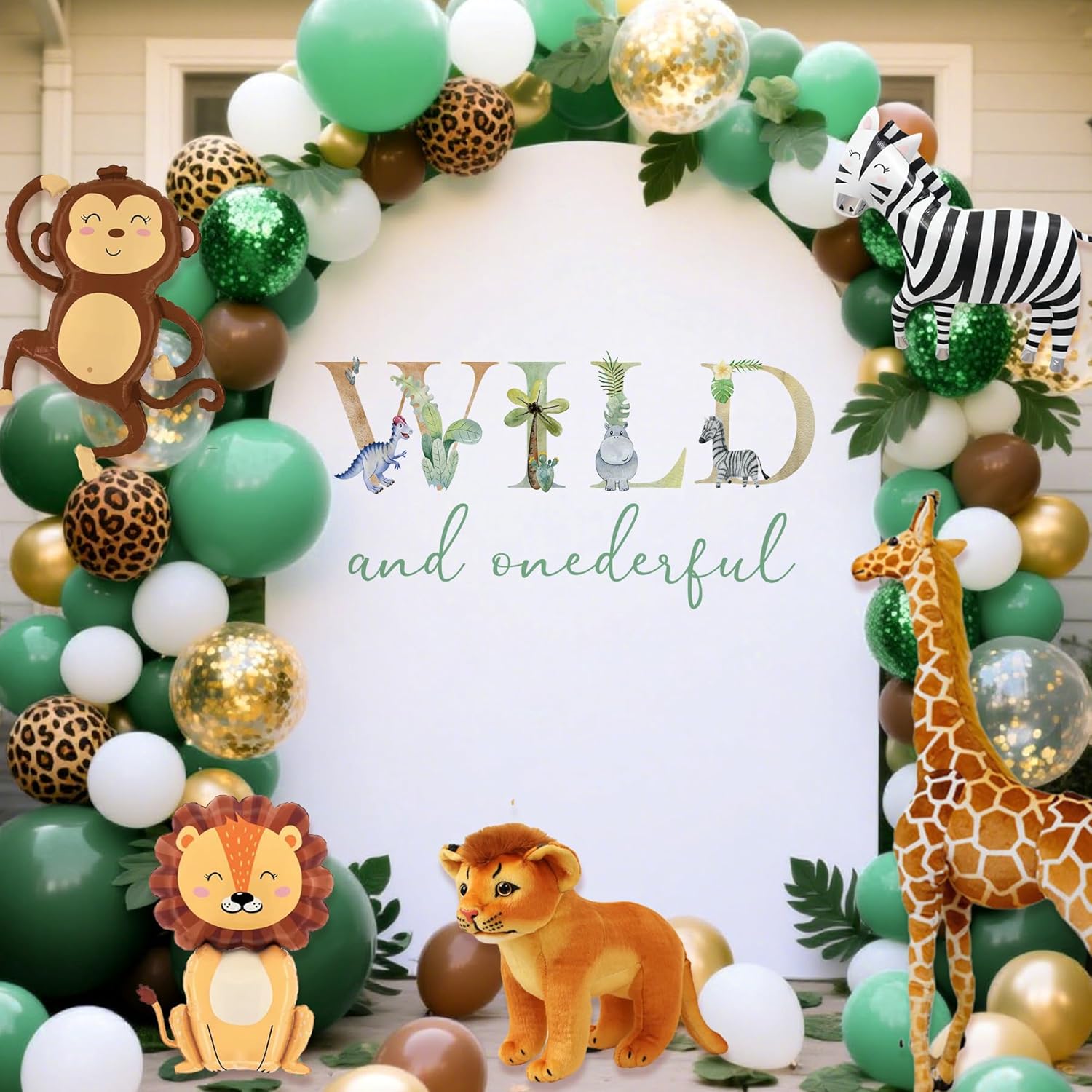 Wild and Onederful Birthday Decoration - Wild and Onederful Sign Decal for Balloons Arch Backdrop, Wildanimal One Wild and Onederful Decal Banner for 1st Birthday Party Decorations Supplies