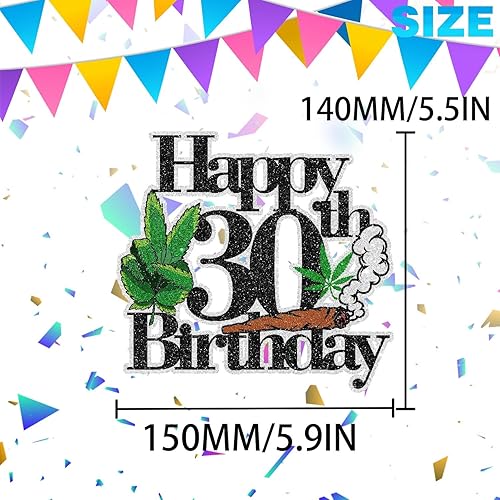 Miniatura 2 de Decoración para pastel de cumpleaños número 30 con temática de marihuana, fiesta de cumpleaños temática 420, decoración unisex LIANGSS