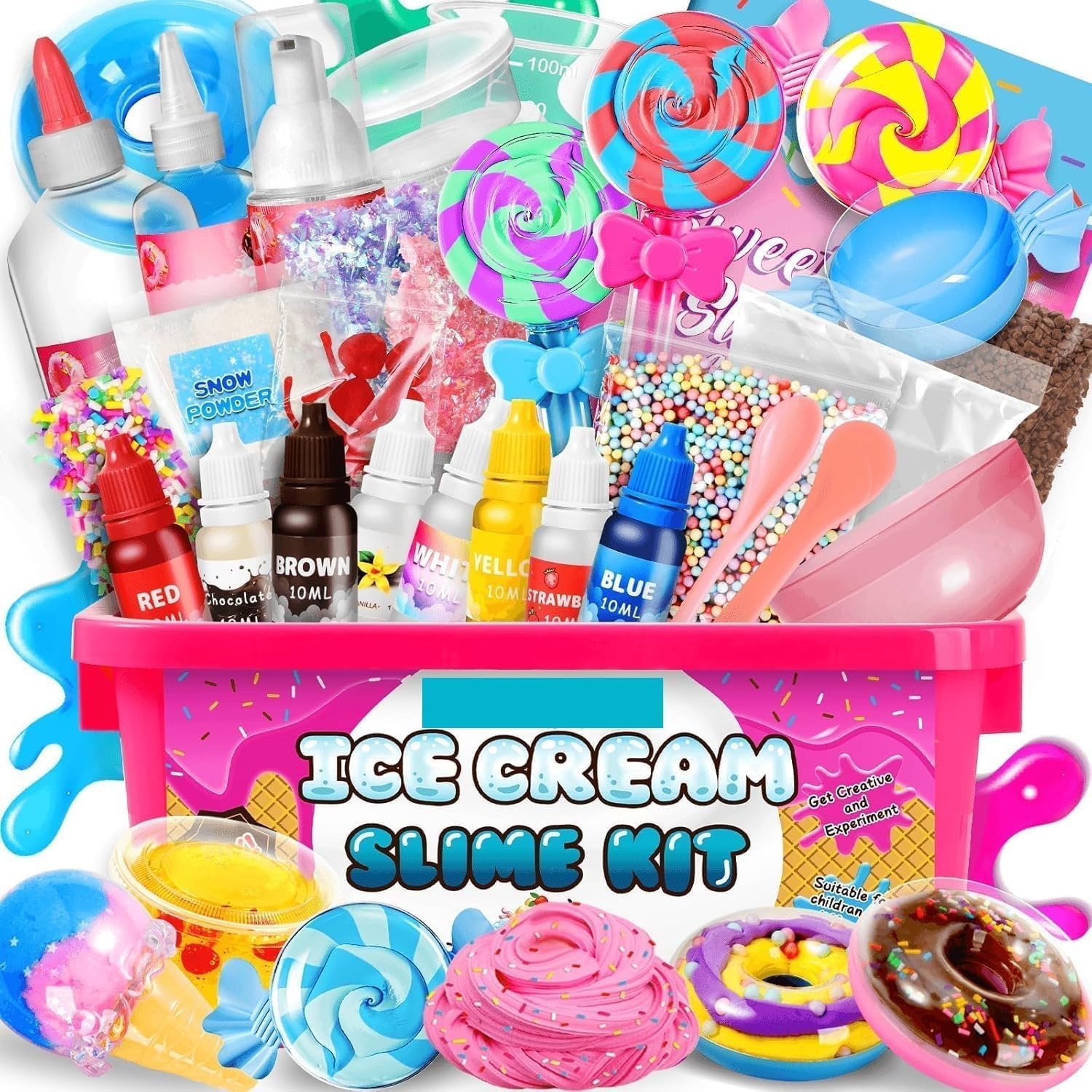 SHAHNARO Pink Galaxy Slime Kit for Kids – 31 Pcs Glow in the Dark DIY Slime Making Kit with Fluffy Clay, Cloud Foam & Glitter, Toys for Girls Boys, Slime Kit for Girls & Boys Age 3+