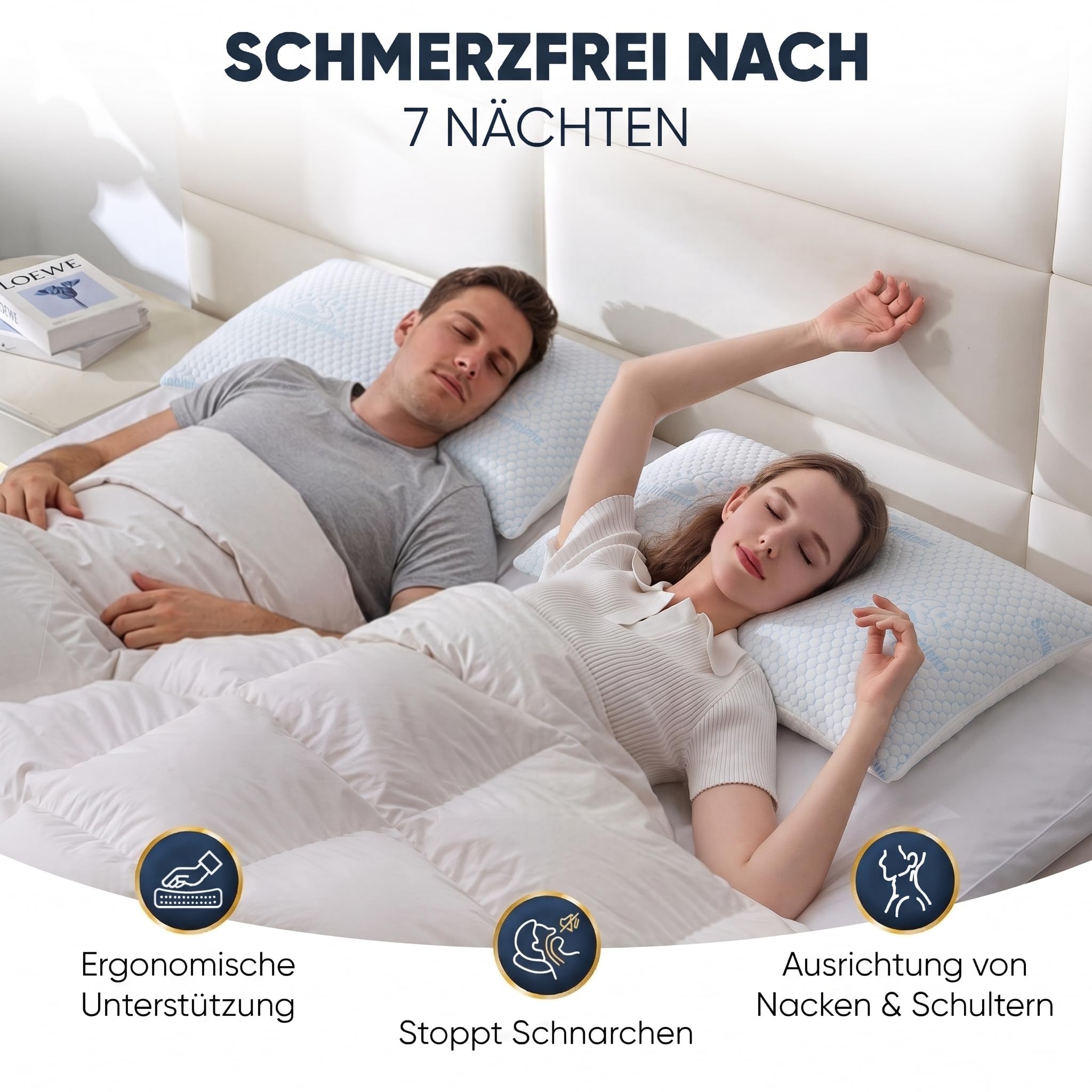 Ergonomisches Memory Foam Kopfkissen 40x60 cm Orthopädisch Höhenverstellbar