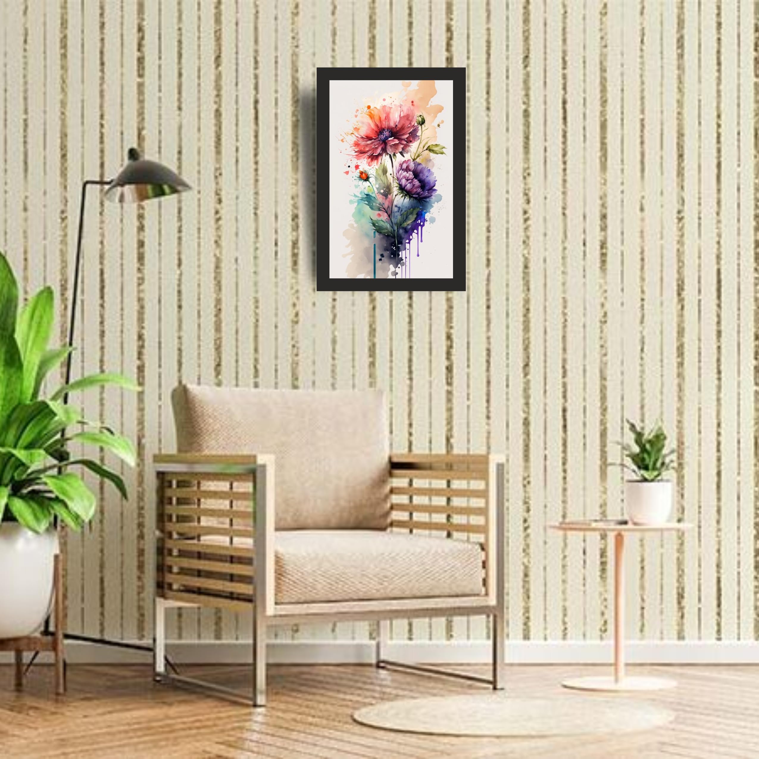 Abstract Watercolor Flower Wall Art Frame 12x18 Inch