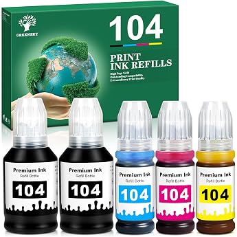 GREENSKY 104 Ink Bottles Compatible with Epson 104 Ink Multipack