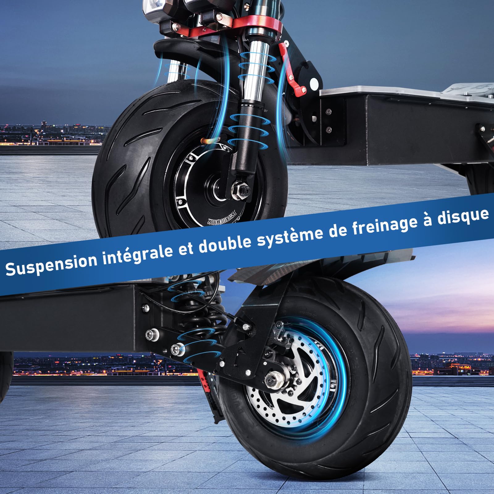 Scooter électrique Adulte Lohang, Double Moteurs, Batterie au Lithium 60V 38AH, autonomie de 100 km, pneus 12 Pouces, Suspension complète, Scooter électrique Rapide, Charge maximale 250 kg.