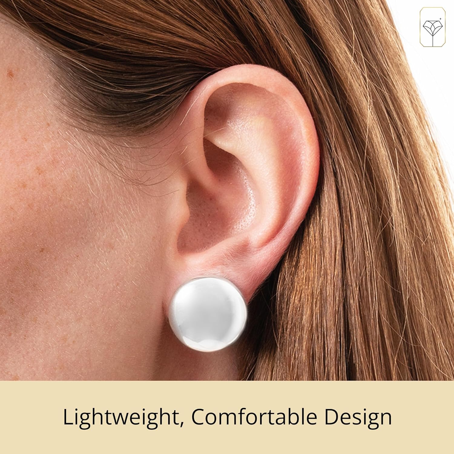 925 Sterling Silver Ball & Triangle Stud Earrings for Women | Hypoallergenic Triangle Polished Silver Stud Earrings with Secure Pushbacks | Lightweight Button Silver Ball Earrings by MAX + STONE