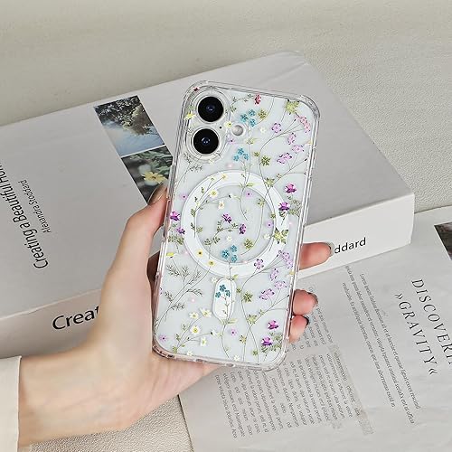Miniatura 9 de Funda magnética mate translúcida compatible con iPhone14 Funda MagSafe de lujo a prueba de golpes Cubierta trasera dura con bonito patrón de flores