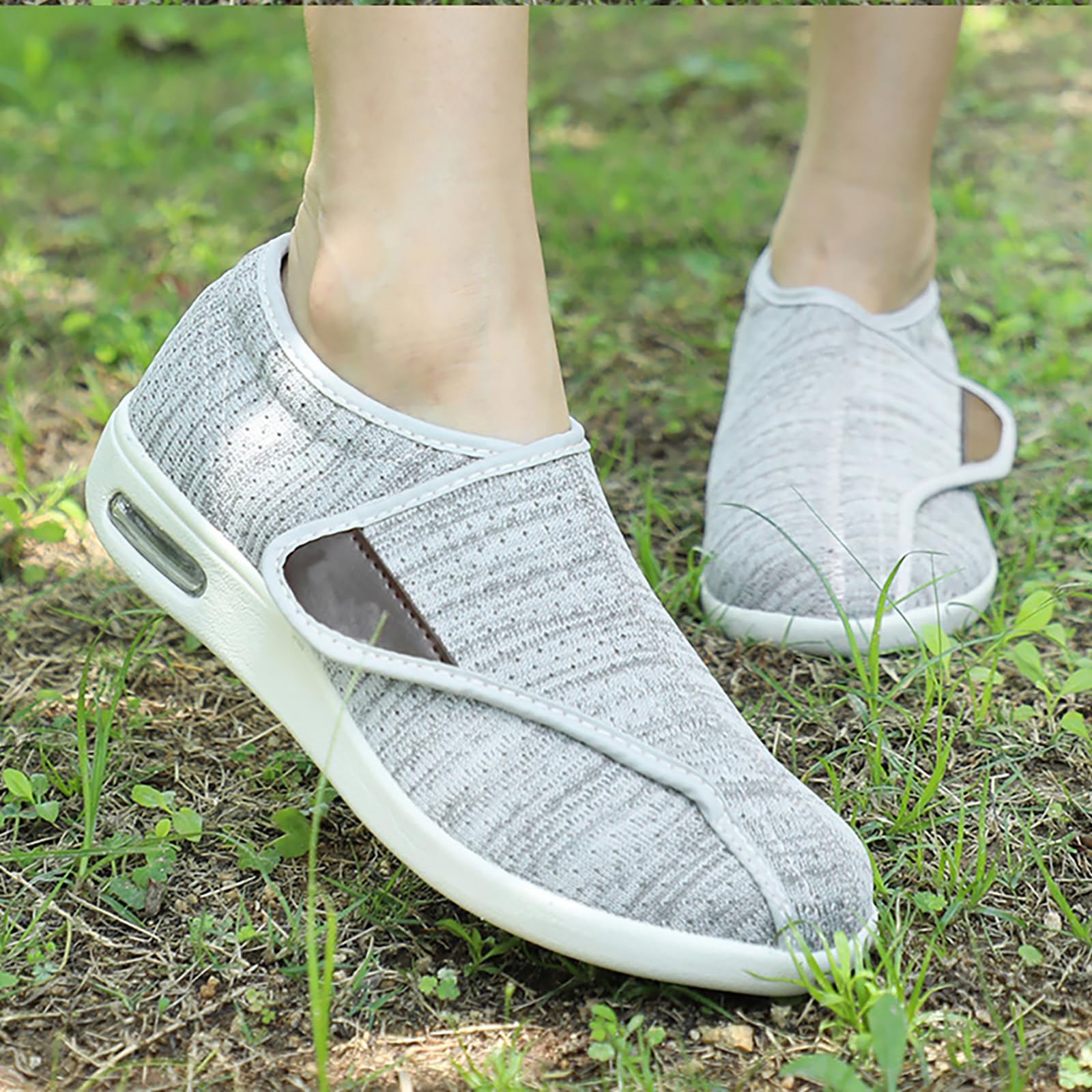 Zapatillas de Mujer Extra Anchas de Malla Transpirable para Caminar - Zapatillas Ligeras Antideslizantes con Correa Ajustable para pies hinchados y Personas Mayores