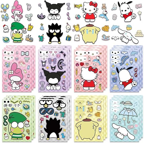 Miniatura 2 de Lindas calcomanías de anime para niños, 24 hojas para hacer tus propias calcomanías de anime de dibujos animados, calcomanías para adolescentes,