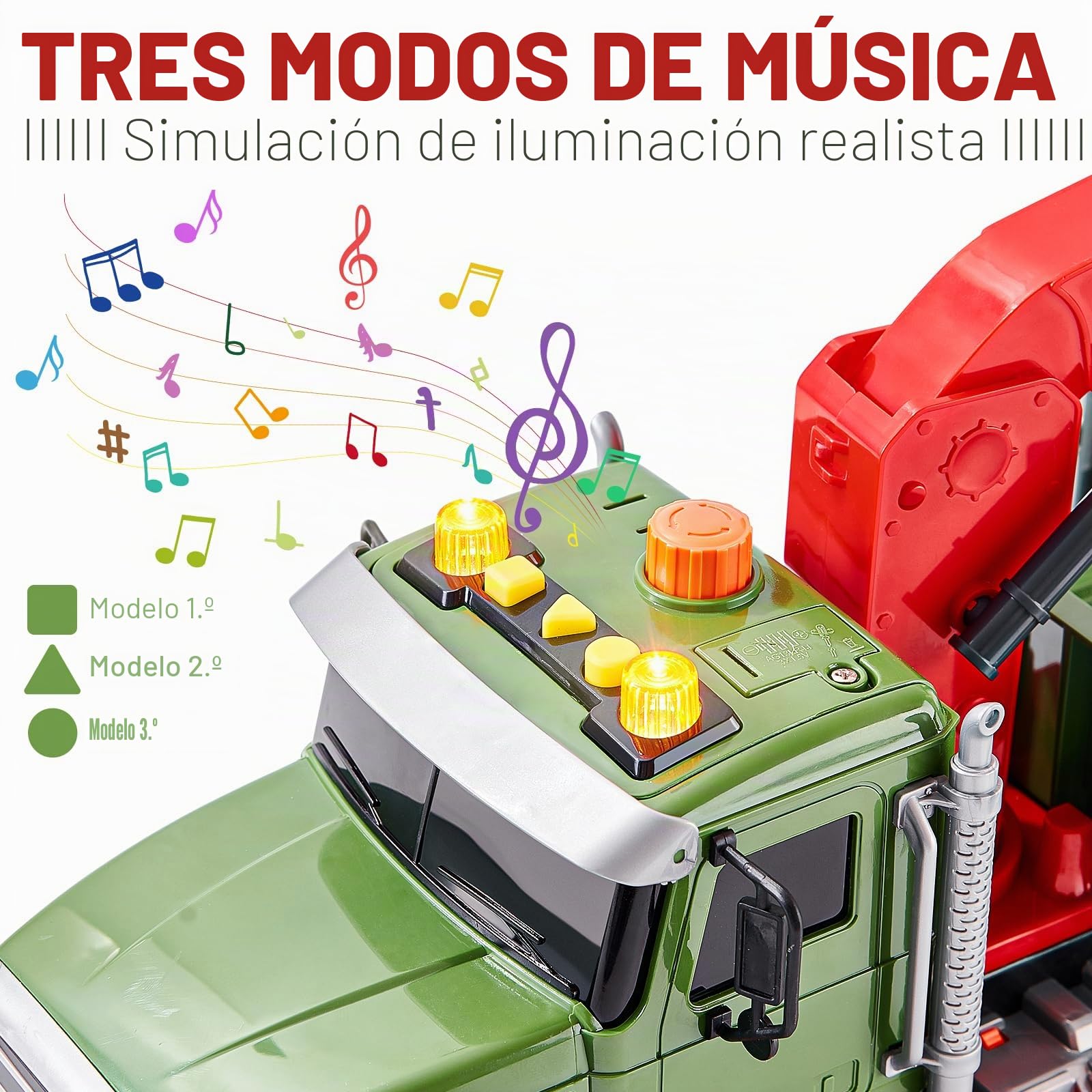 Tacobear Camión de Transporte de Madera Juguete Grande Camión 1:16 Transportador de Coches con Luces y Sonidos Función Grúa de Carga Vehiculos Camion Juguete Regalo para Niños 3 4 5 6 7 años