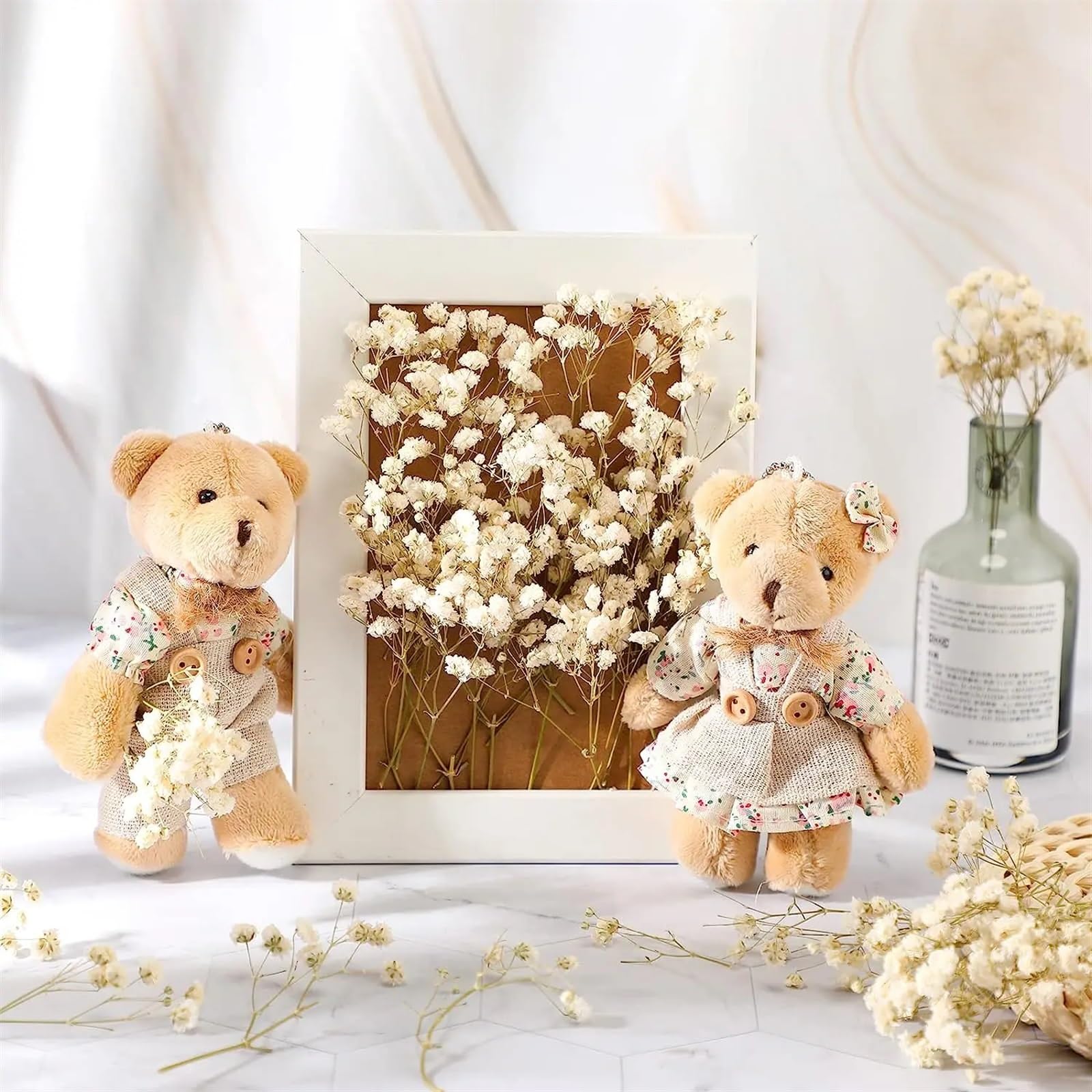 Fleurs Séchées Lot de 50/200 Mini Fleurs séchées Naturelles Ivoire for Vase, Mariage, Maison, Bureau, fête, Jardin, Fabrication de Cartes, décoration(200pcs)