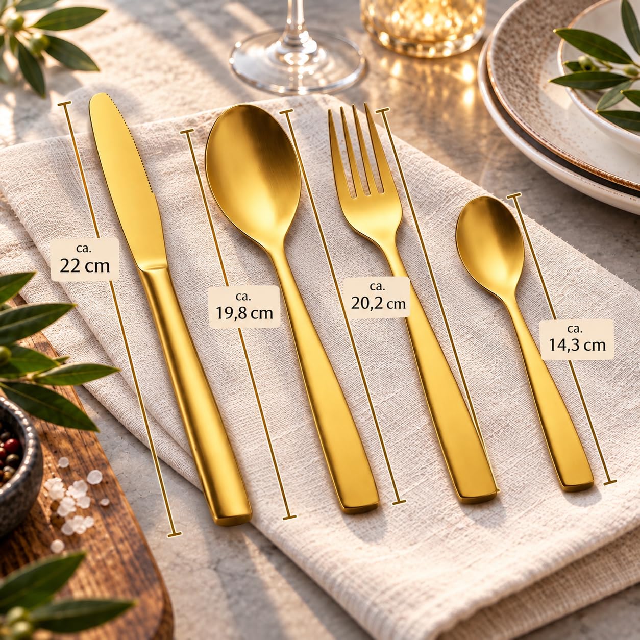 Topkapi Gourmet – 24-teiliges GOLD Besteck-Set Aurelia für 6 Personen