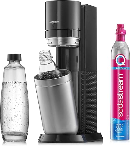 Miniatura 5 de SodaStream Paquete de repuesto QC con 1 cilindro de CO2 de conexión rápida, rendimiento 60 L, 1 botella de vidrio de 1 litro, rosa, 10.8 x 6.3 x