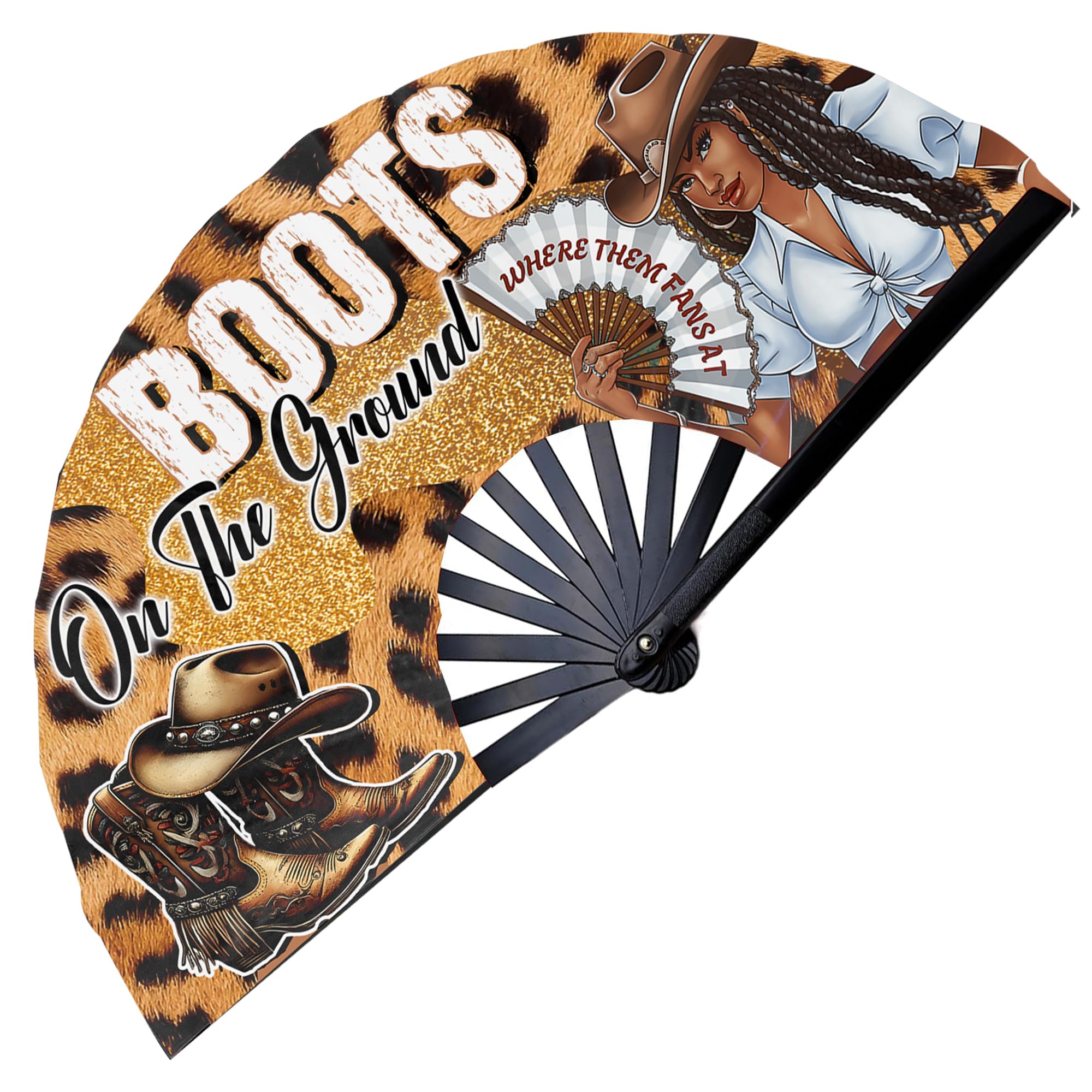 Boots On The Ground Hand Fan,Western Cowgirl Outfits for Women,Clapping Clacking Fans For Line Dancing