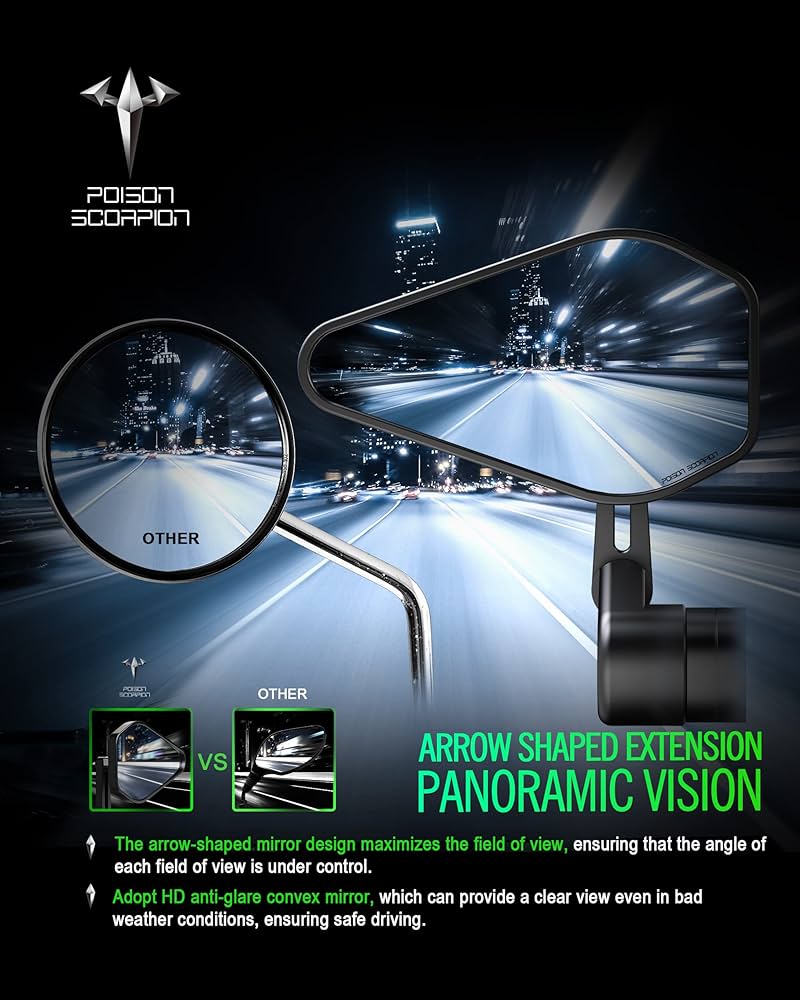 Amazon.com: POISON SCORPION Motorcycle Bar End Mirrors, Aluminium