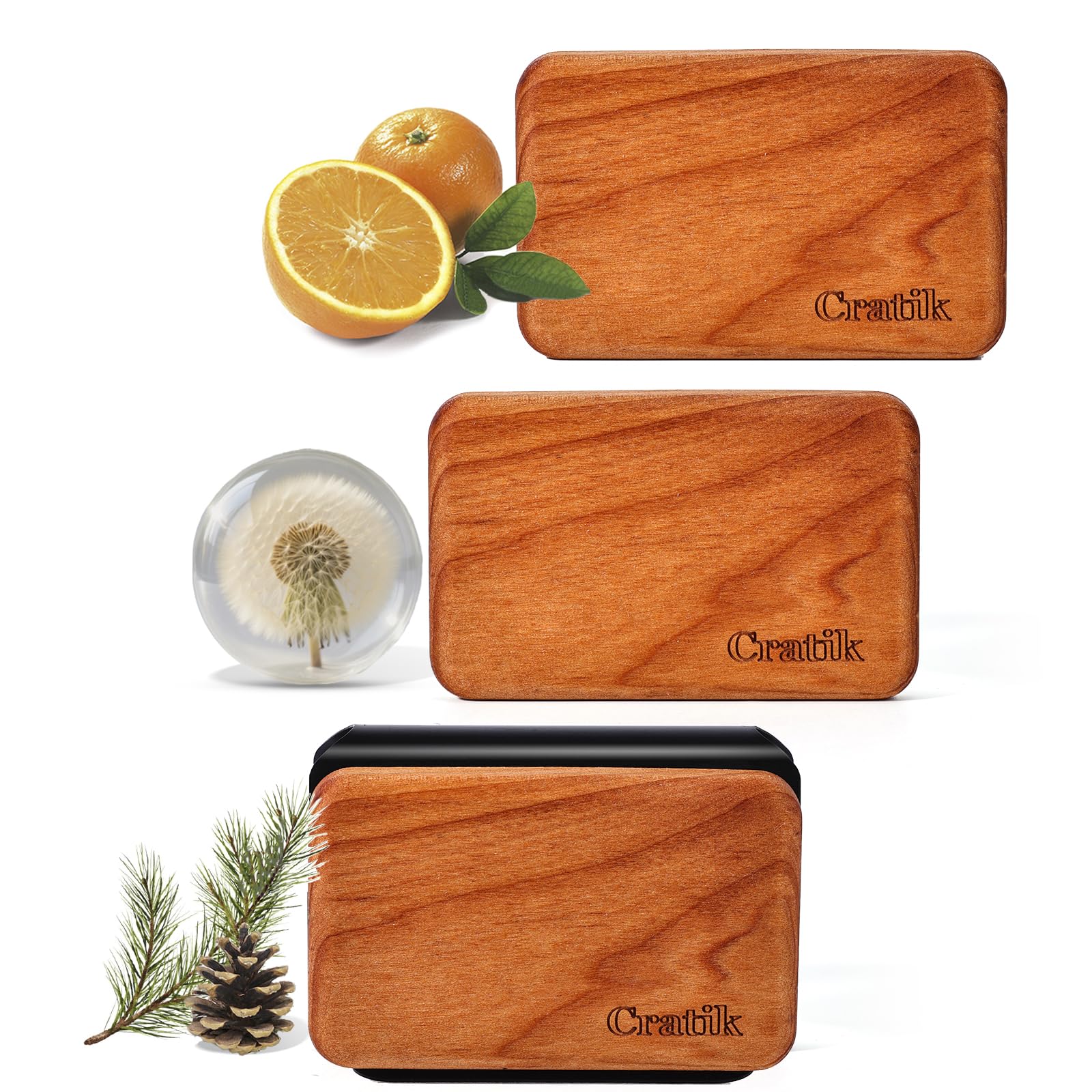 Car Air Freshener - Wood Air Freshener - Car Odor Eliminator for Visor Clip-Variety Scent Refill, Vehicle Scent Diffuser for Cabin, Truck &amp; SUV - Pack of 3 (Grove-Pine-Open air)-CLIP INCLUDED